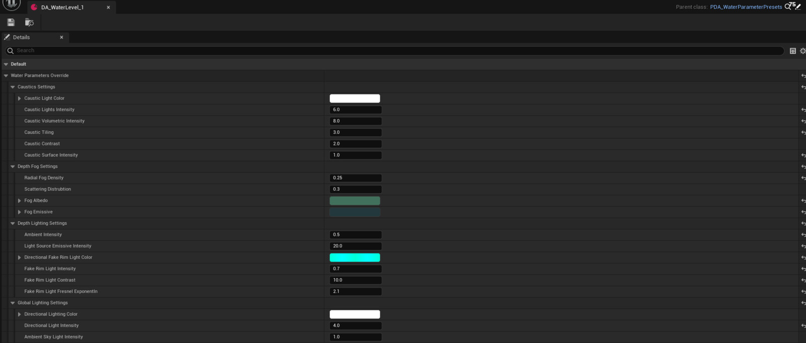 Utilized Data Asset and Material Collection to build presets for changing the environment and tie it in with player system base on their depth. This is handy for quick and fast iteration changes with brief time we have remaining for the game jam.