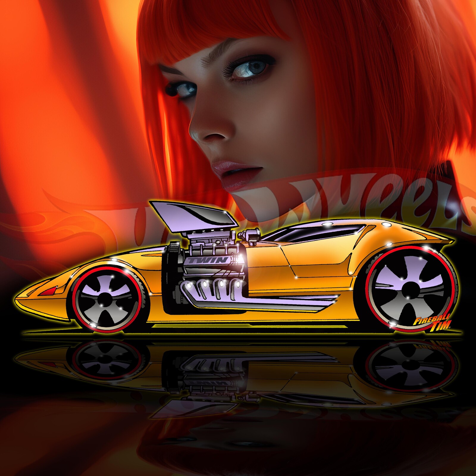 Hot Wheels Twin Mill Art by Fireball