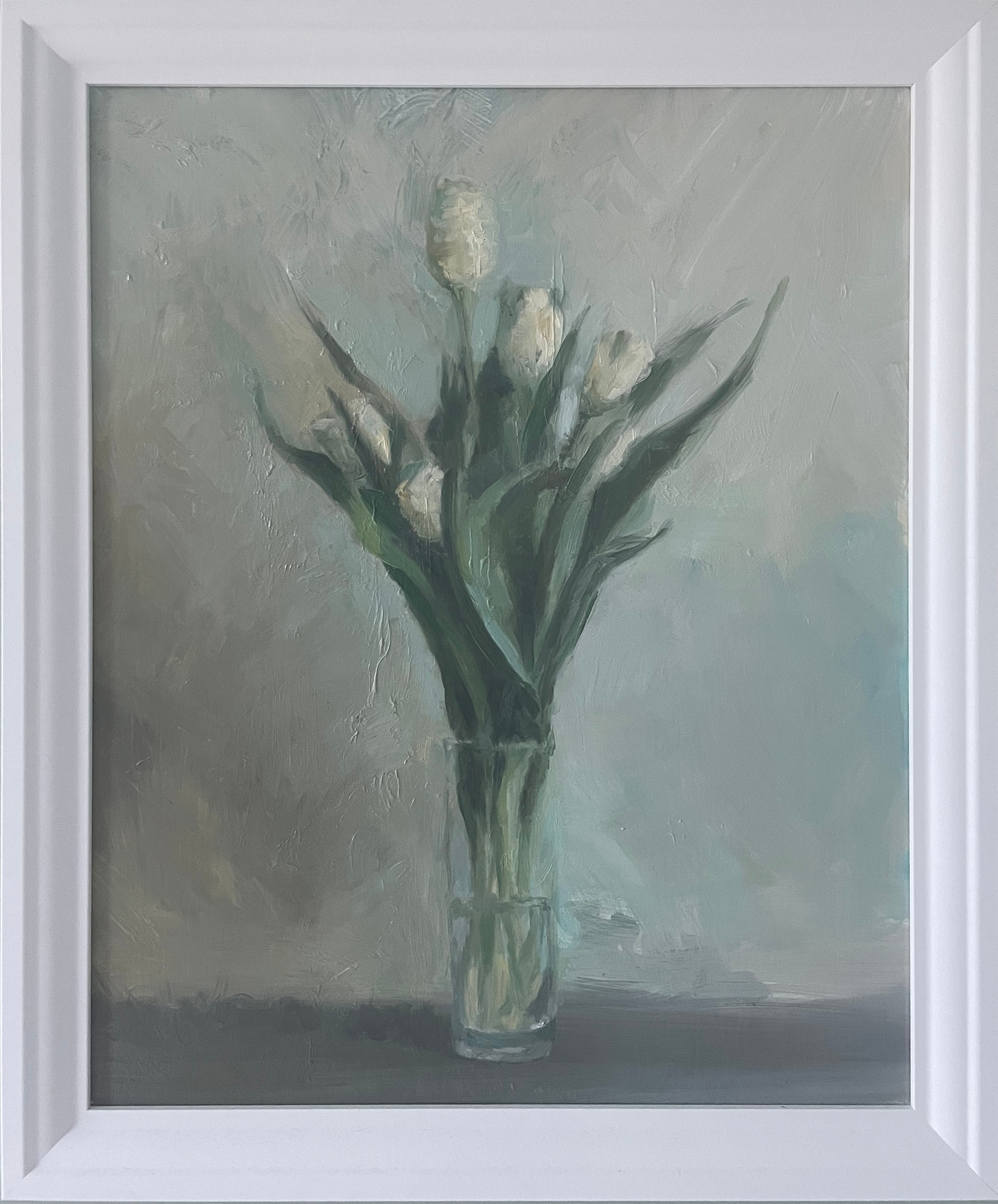 Tulipes en vase, oil on board, 16''x20''.