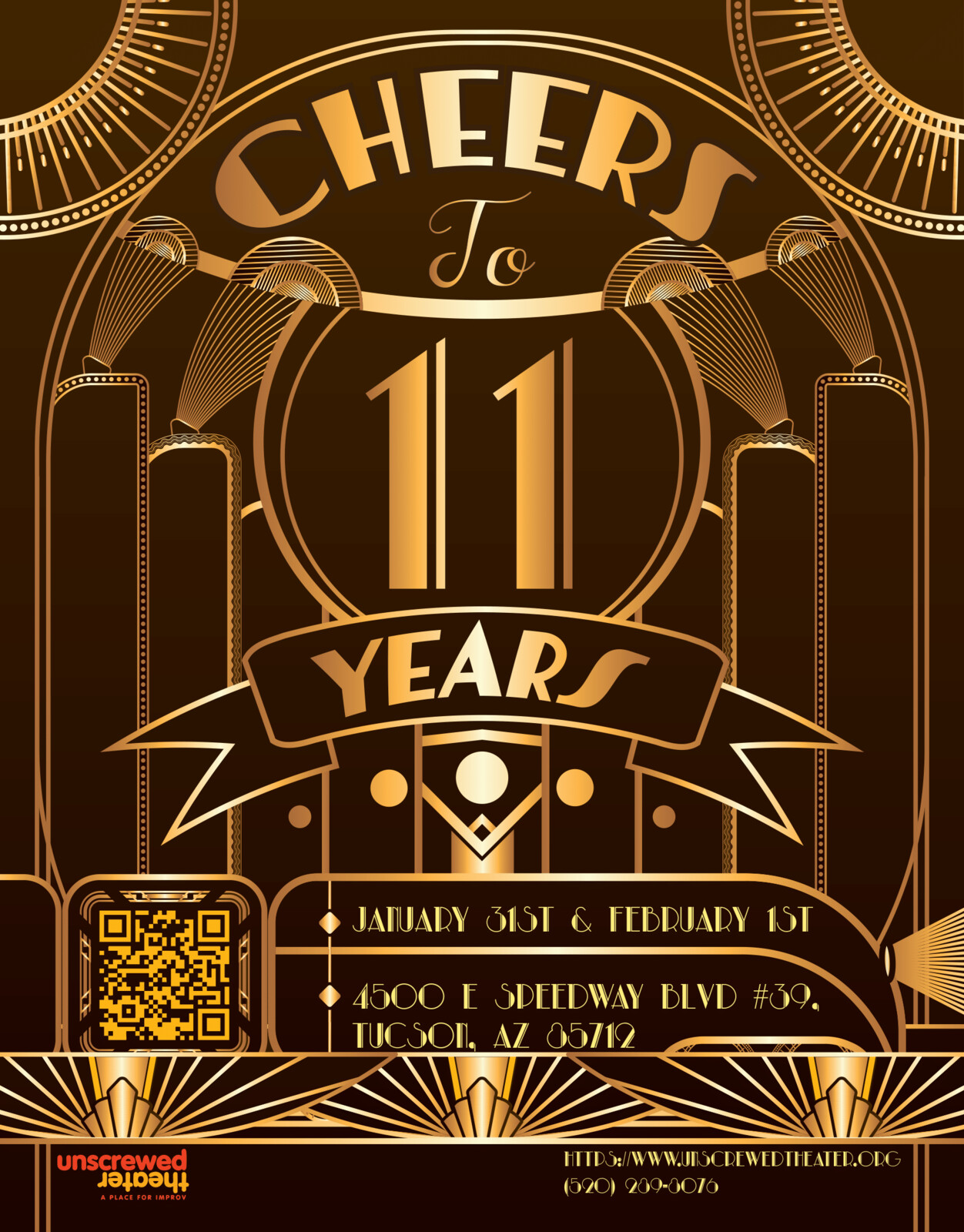 11th anniversary poster Unscrewed Theater. 8.5X11