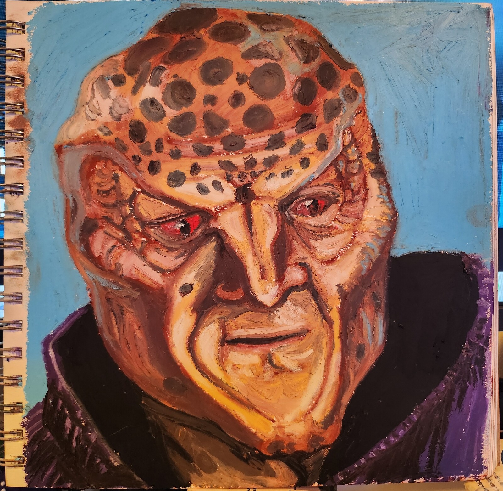 G'kar from Babylon 5 oil pastels