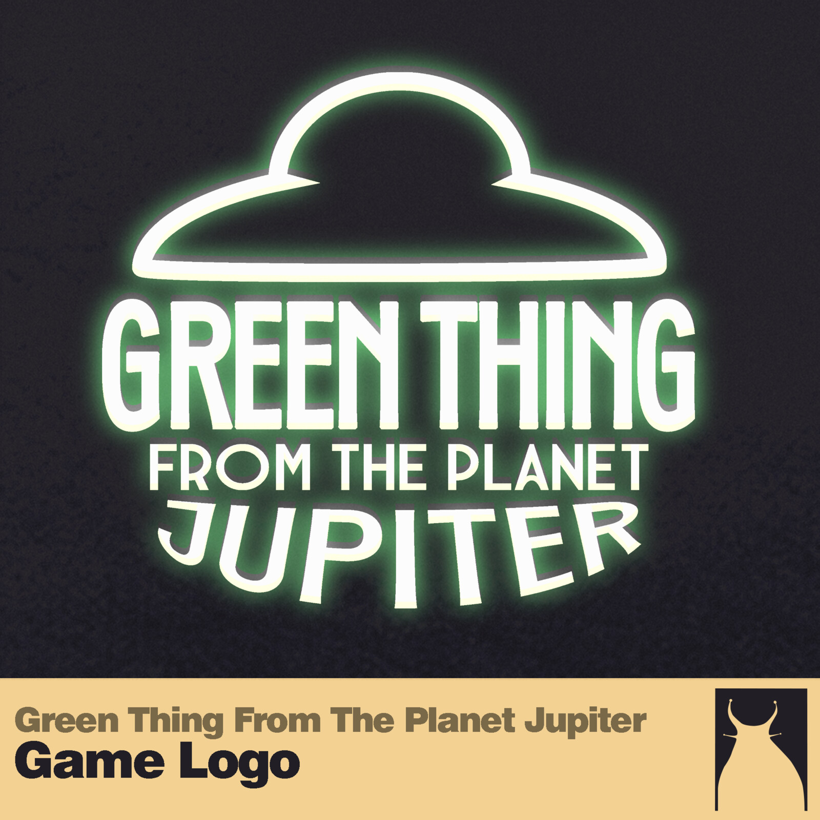 Logo for Green Thing From The Planet Jupiter, a game of Cat And Mouse with an alien.