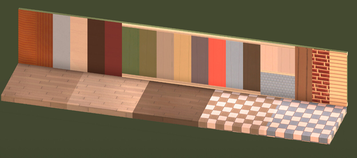 Wall and Floor Kit, Tilable Triplanar, Created in Substance Painter using procedural techniques