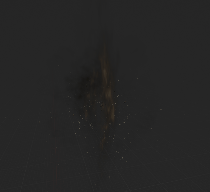 Bursts of stretched-out smoke and particles that follow along a spline.