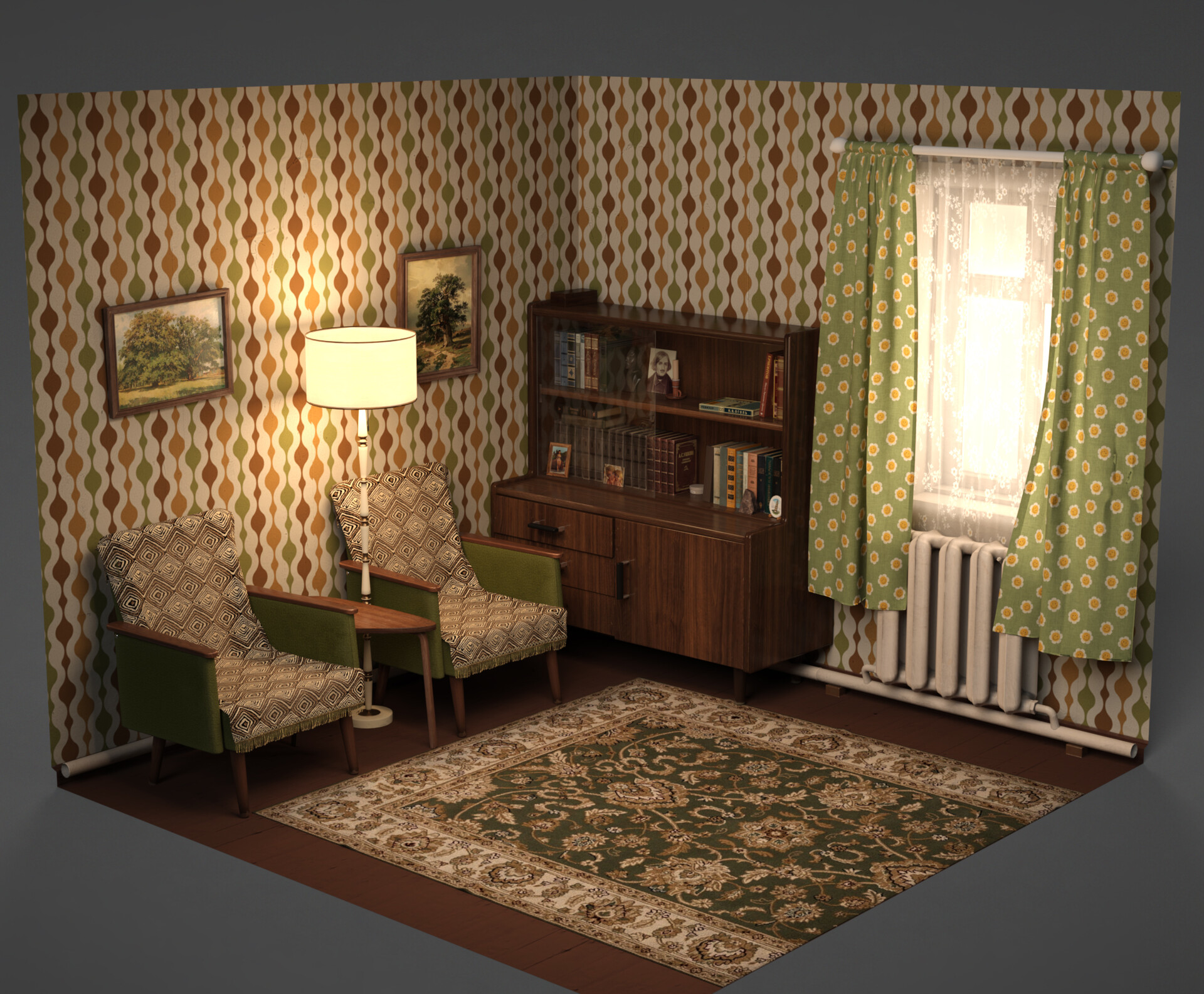 ugaromix 3d ArtStation - Soviet style hallway