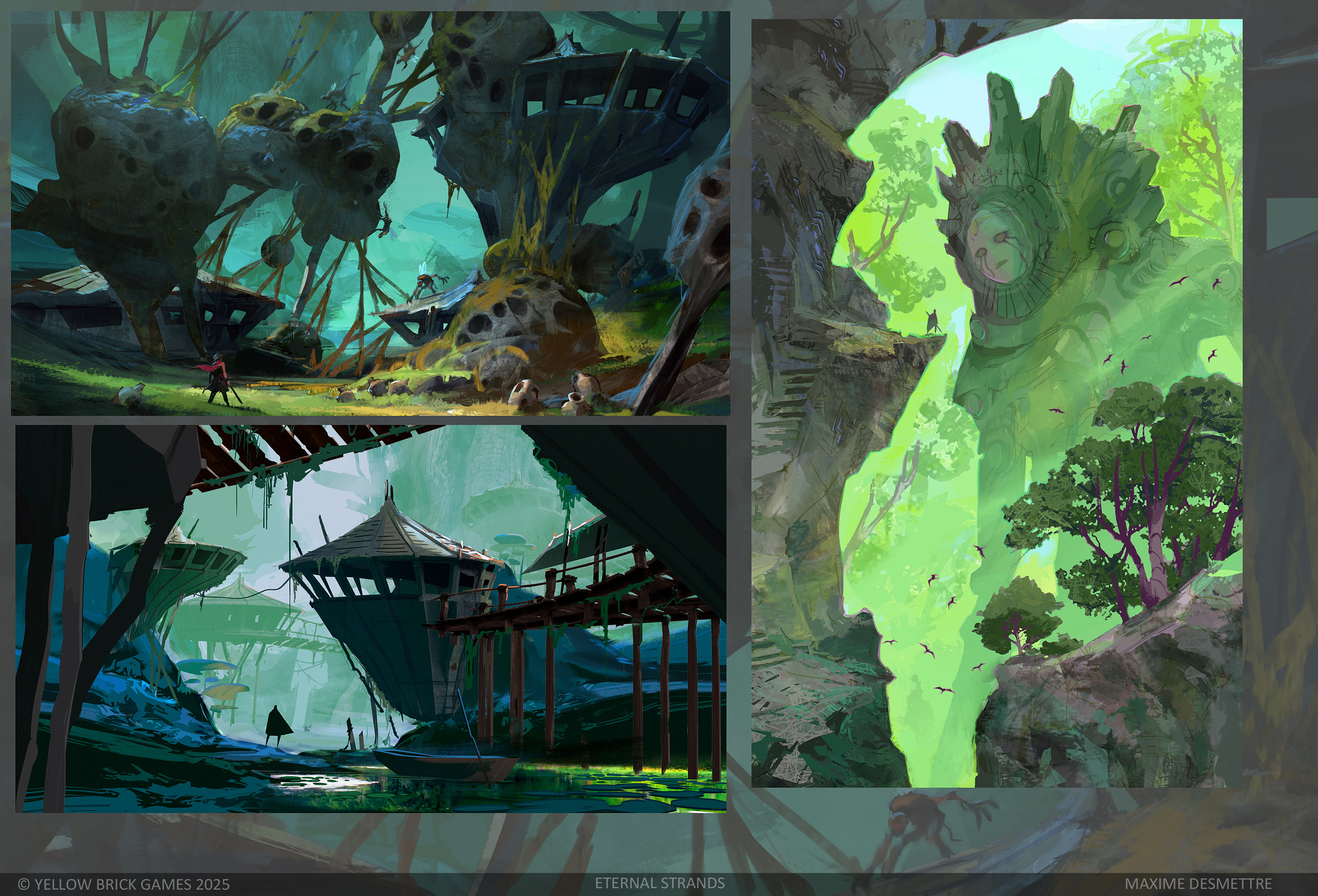 Deeper forest explorations.
Using a rough 3D base for the 'houses'
