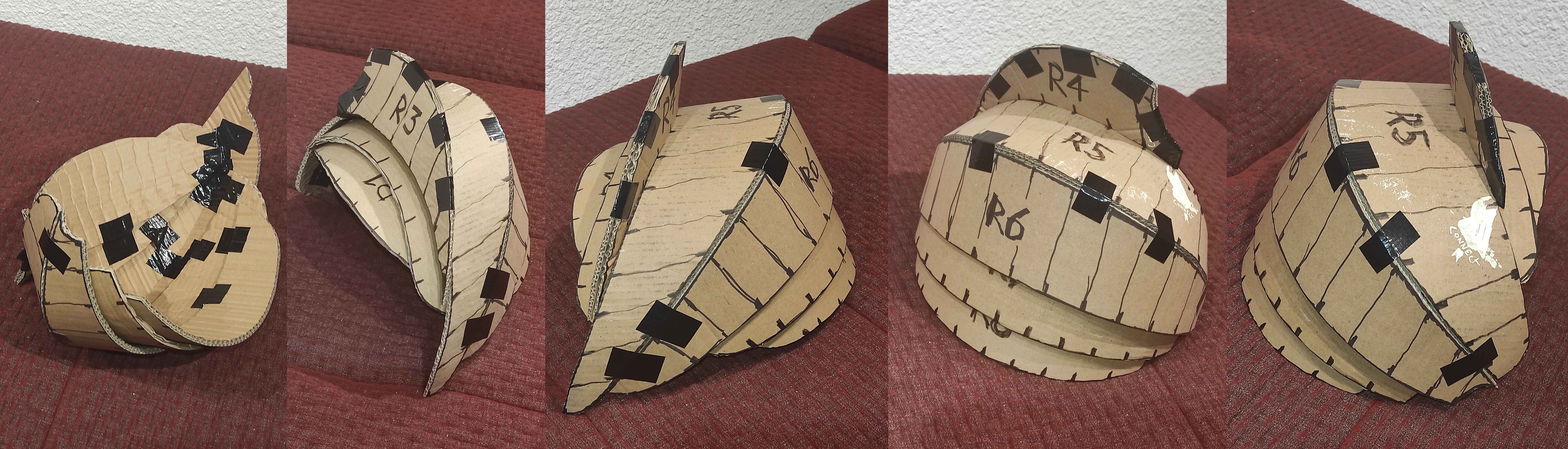 I always make a first test build assembly in cardboard. This also helps later cutting the EVA parts