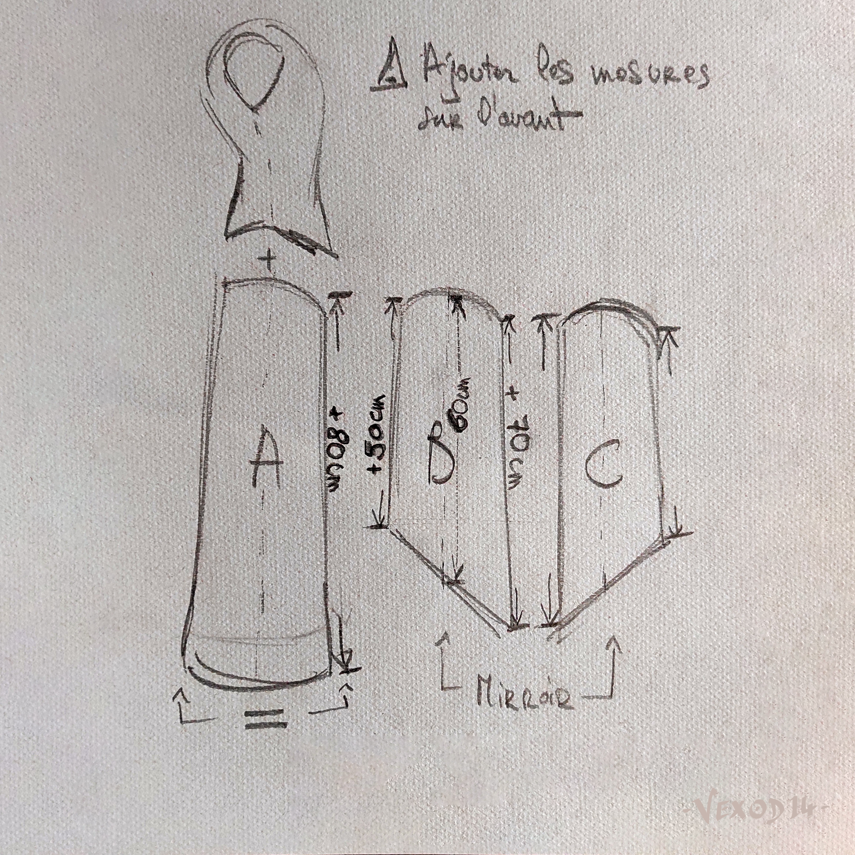 In order to keep a neat consistency between tunics, I "unwrapped" a shirt, projected it on cardboard and used that as a base. Then I added desired length from the end of that skirt to get perfect results on me :)