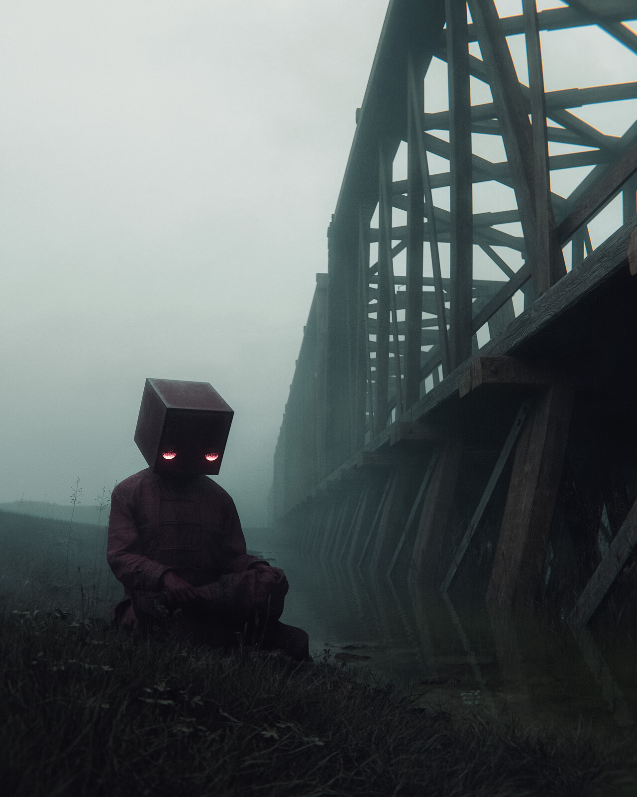 by the bridge
