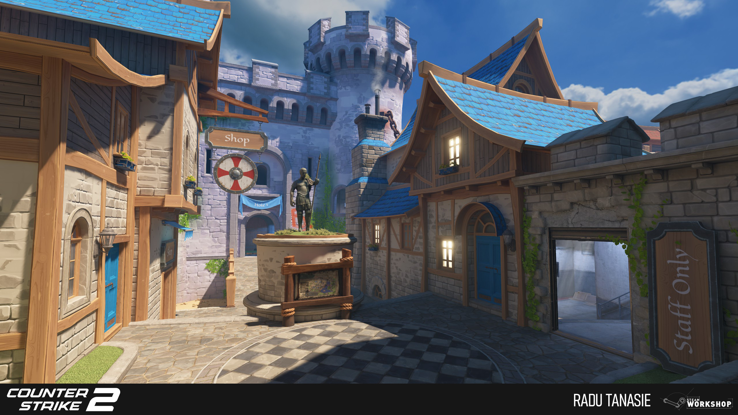 The middle lane of the map was something I felt strongly about since the greybox. I initially did a blockout of this area that was later revised by Bartlomiej Guzek. Towards the end, I was responsible for working with Florian Wagner to place signage.