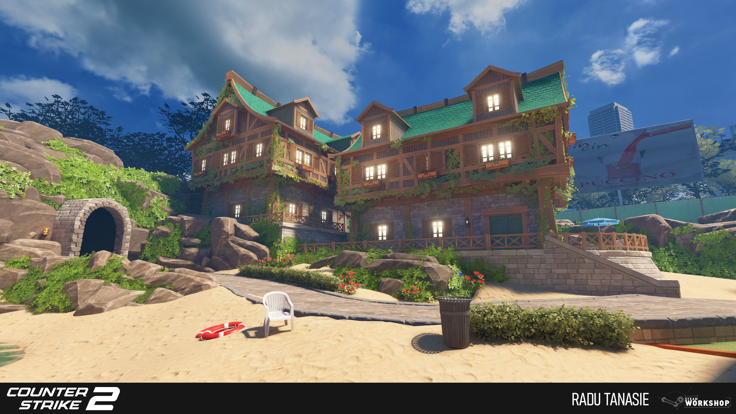 The houses you see are a prefab that I blocked and set dressed in the editor.