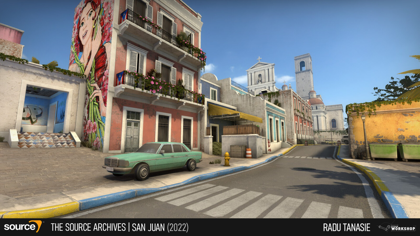 San Juan is a classic bomb/defuse map for Counter-Strike: Global Offensive, featuring an old spanish fort and vibrant city streets. The map released to overwhelming positive reception on the Steam Workshop, reaching 32k subscribers in the first 3 months.