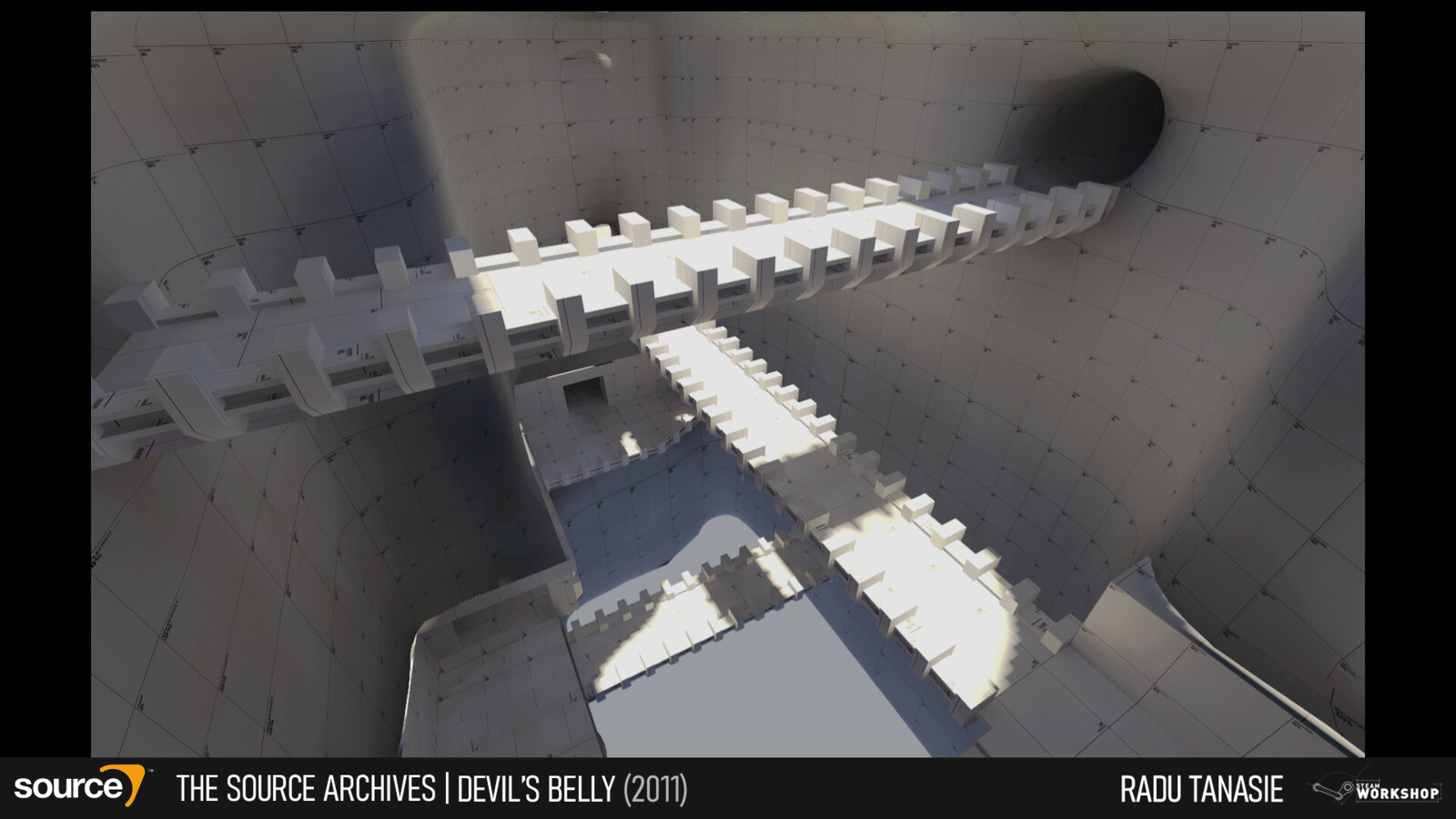 Blockout recreation of a fortress I built with my friend in Minecraft.