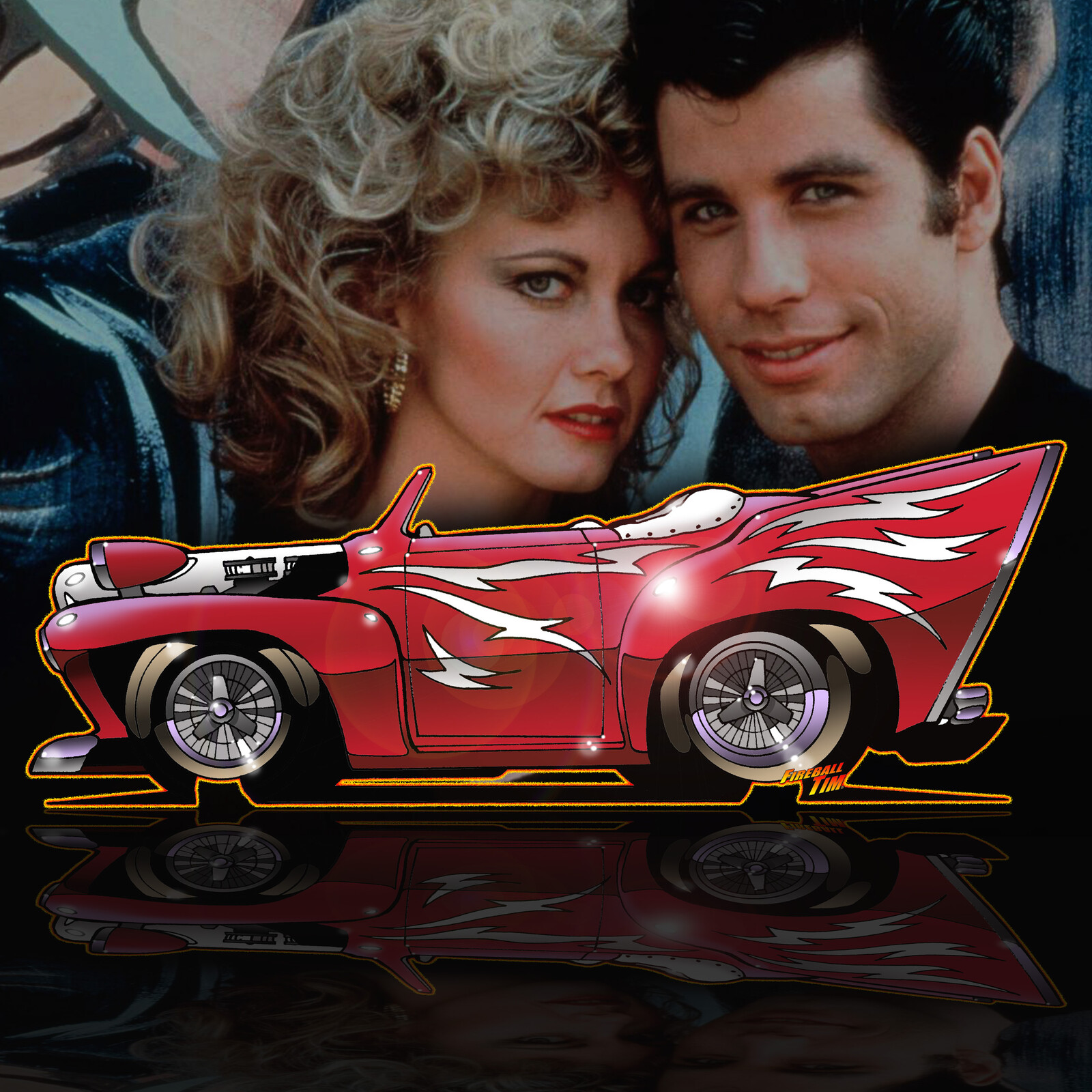 Greased Lighting Hot Rod Art by Fireball Tim