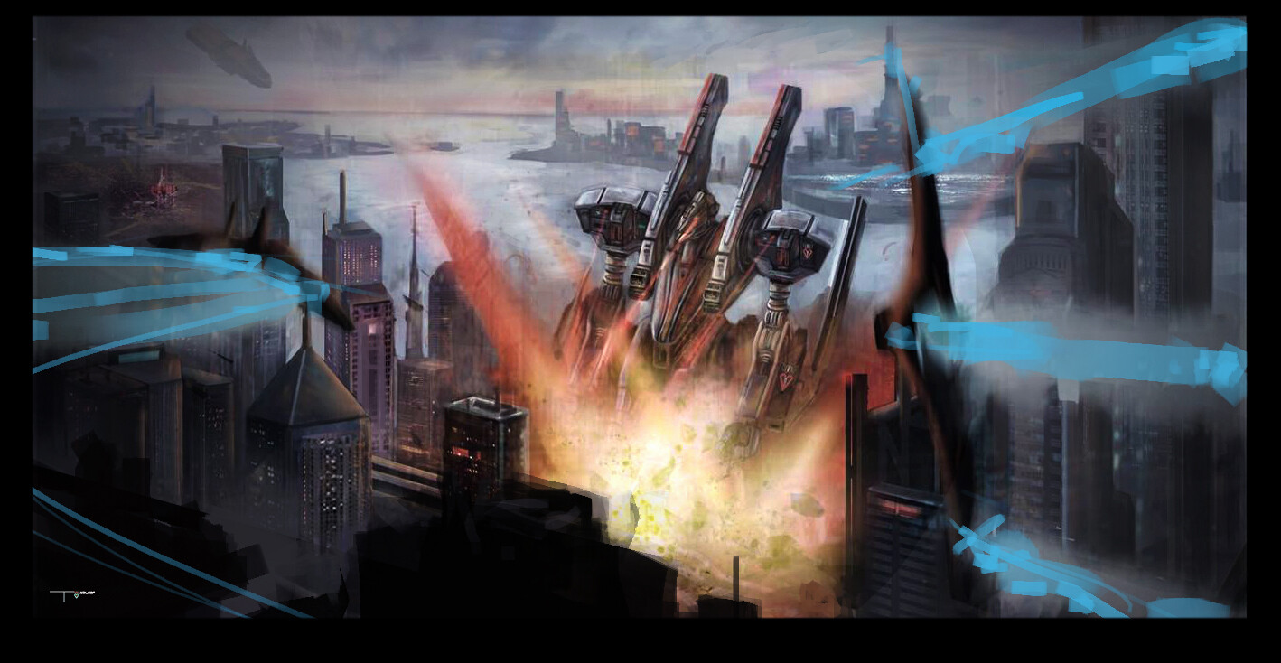 Keyframe of jets getting ready to attack enemy mecha