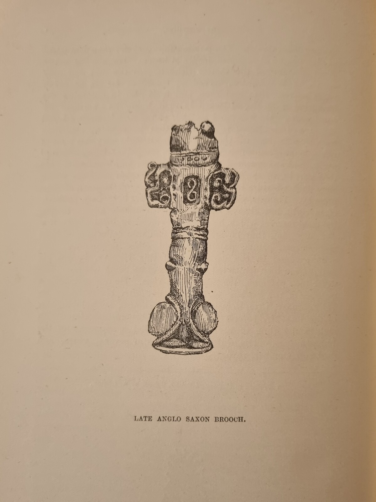 The original drawing of the brooch fragment from Frederick Bull's 'Supplement to the History of the Town of Kettering, Together with a Further Account of its Worthies.' Page 62.