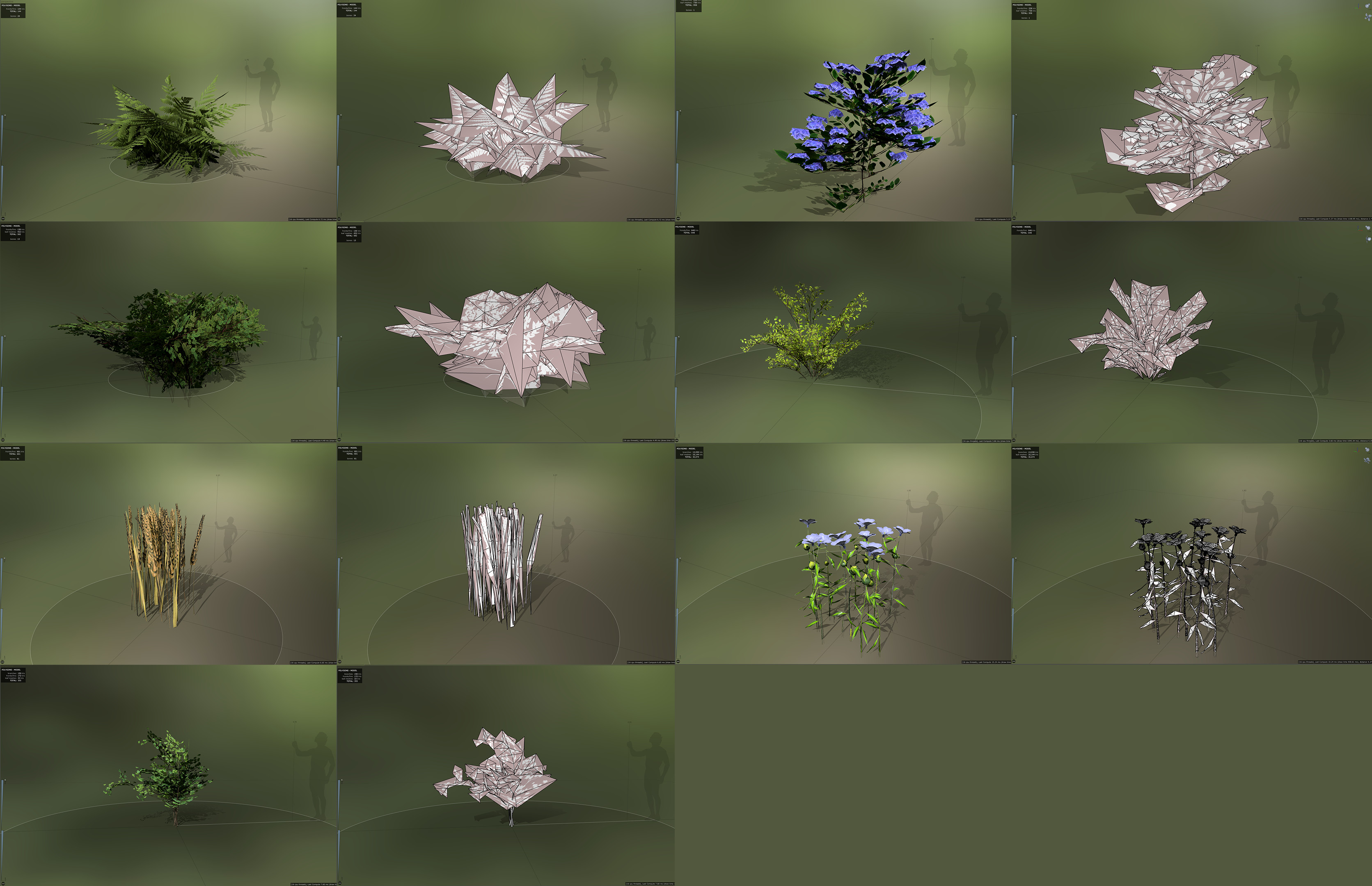 Smaller bushes and  flowers for decorations, Crops for Industries