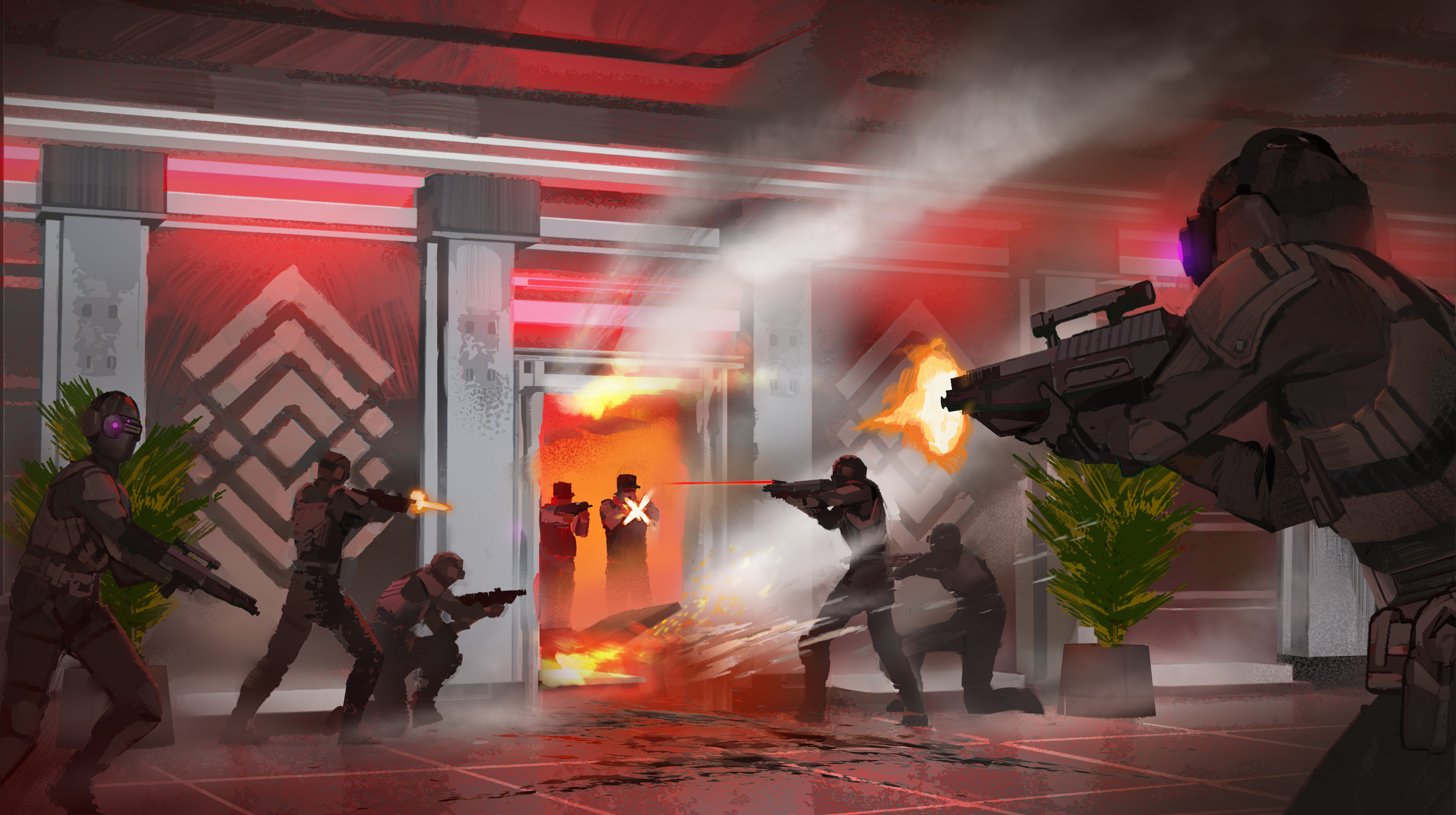 Key art done for a military sci-fi action shooter being pitched by a small team.