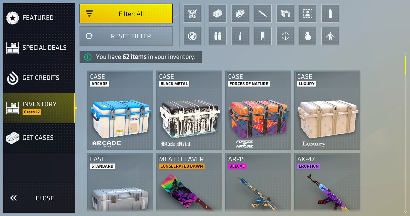 Critical Ops: Inventory.