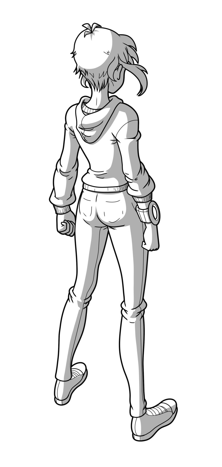 Back view of the protagonist