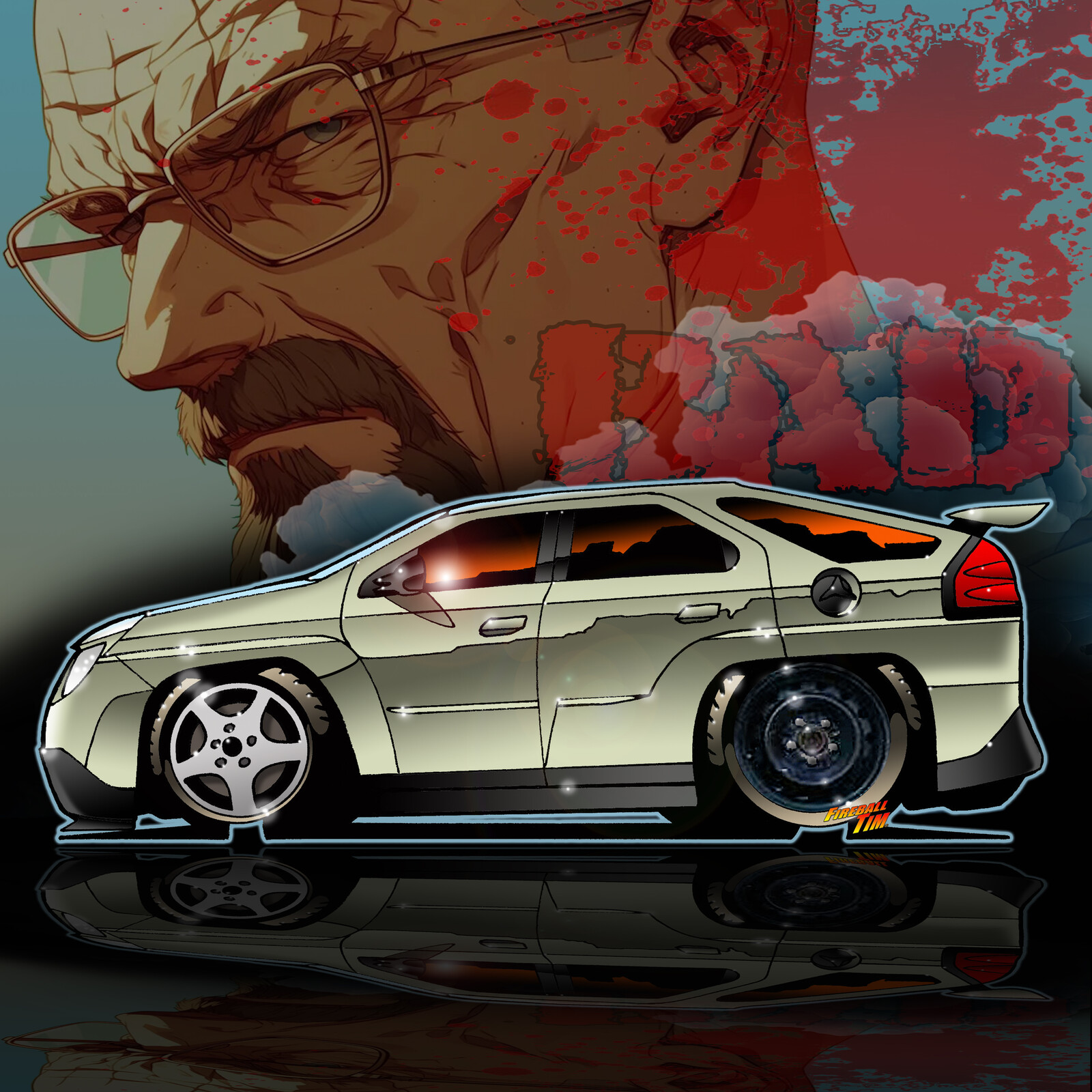 Breaking Bad Pontiac Aztek Automotive Pop Culture Art