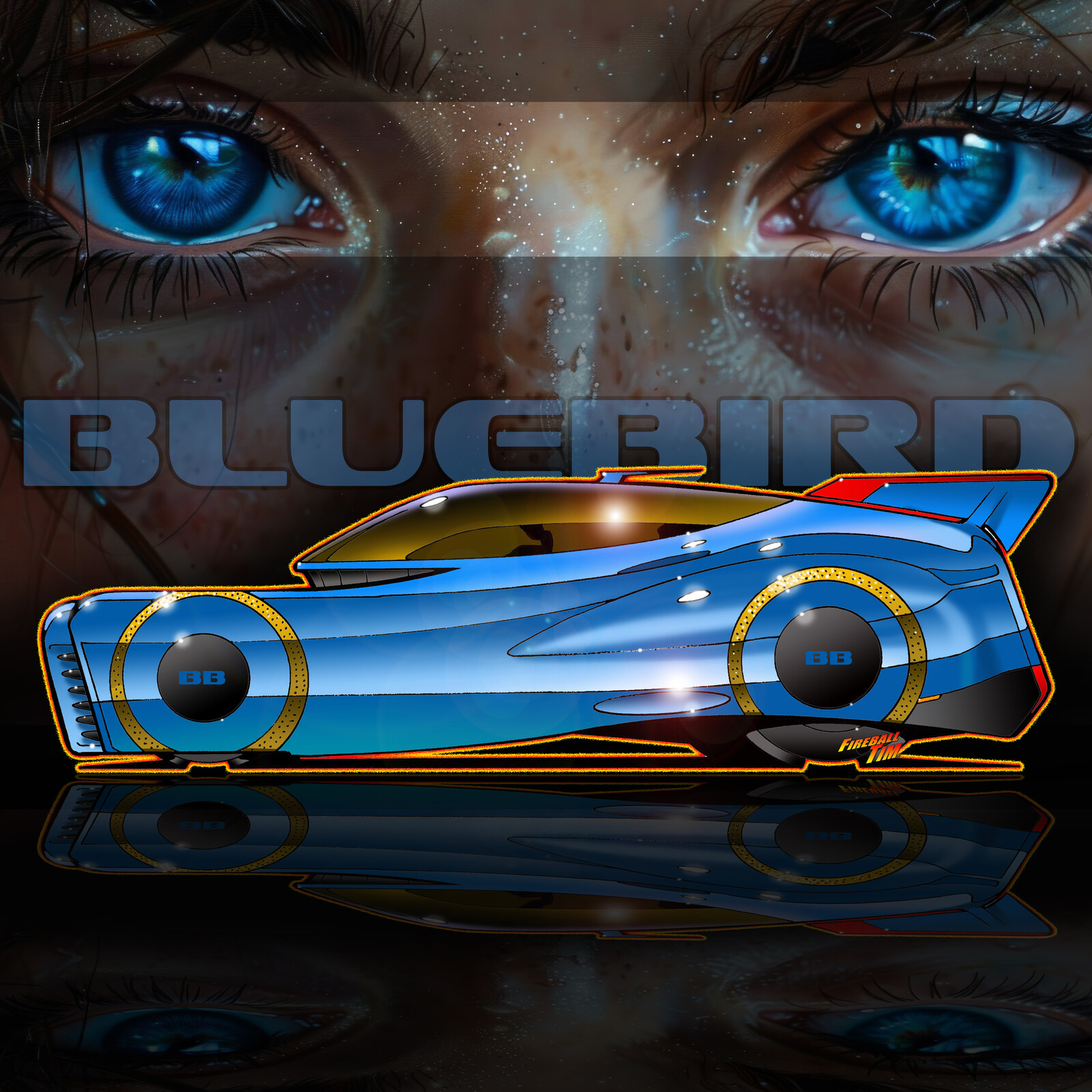 Fireball Bluebird Concept Car Art
