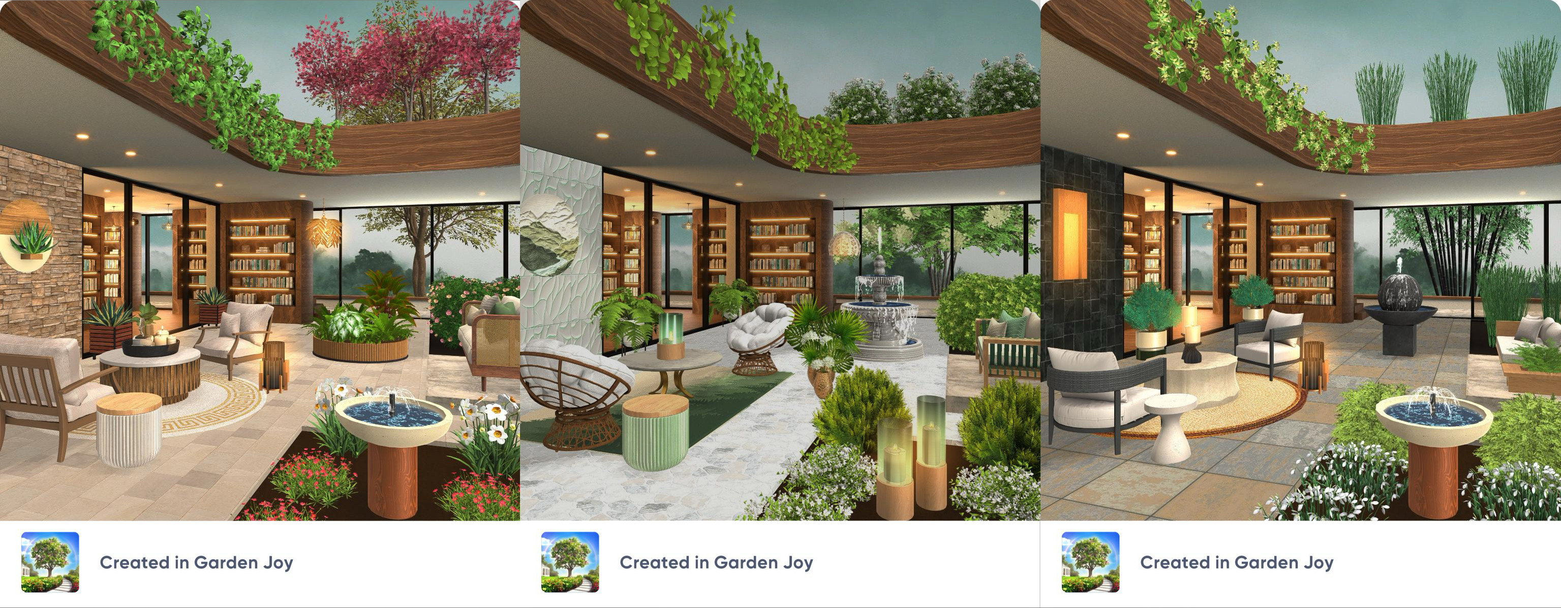 Here are three player designs of the same challenge showing a few different takes on the theme. We have built over 16,000 3D plants and decor and have well over 4000 challenges that can be played.