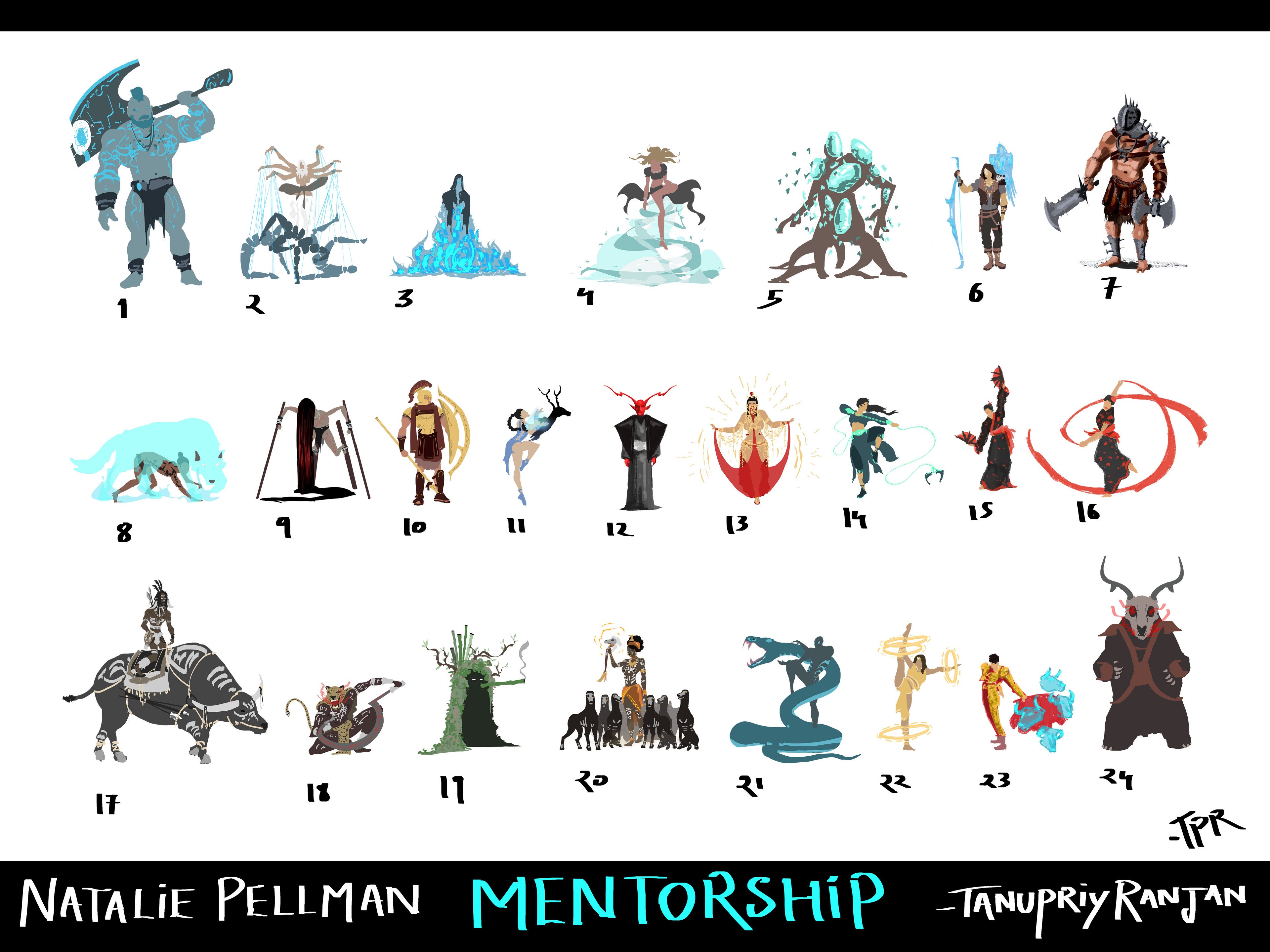 Early character silhouettes