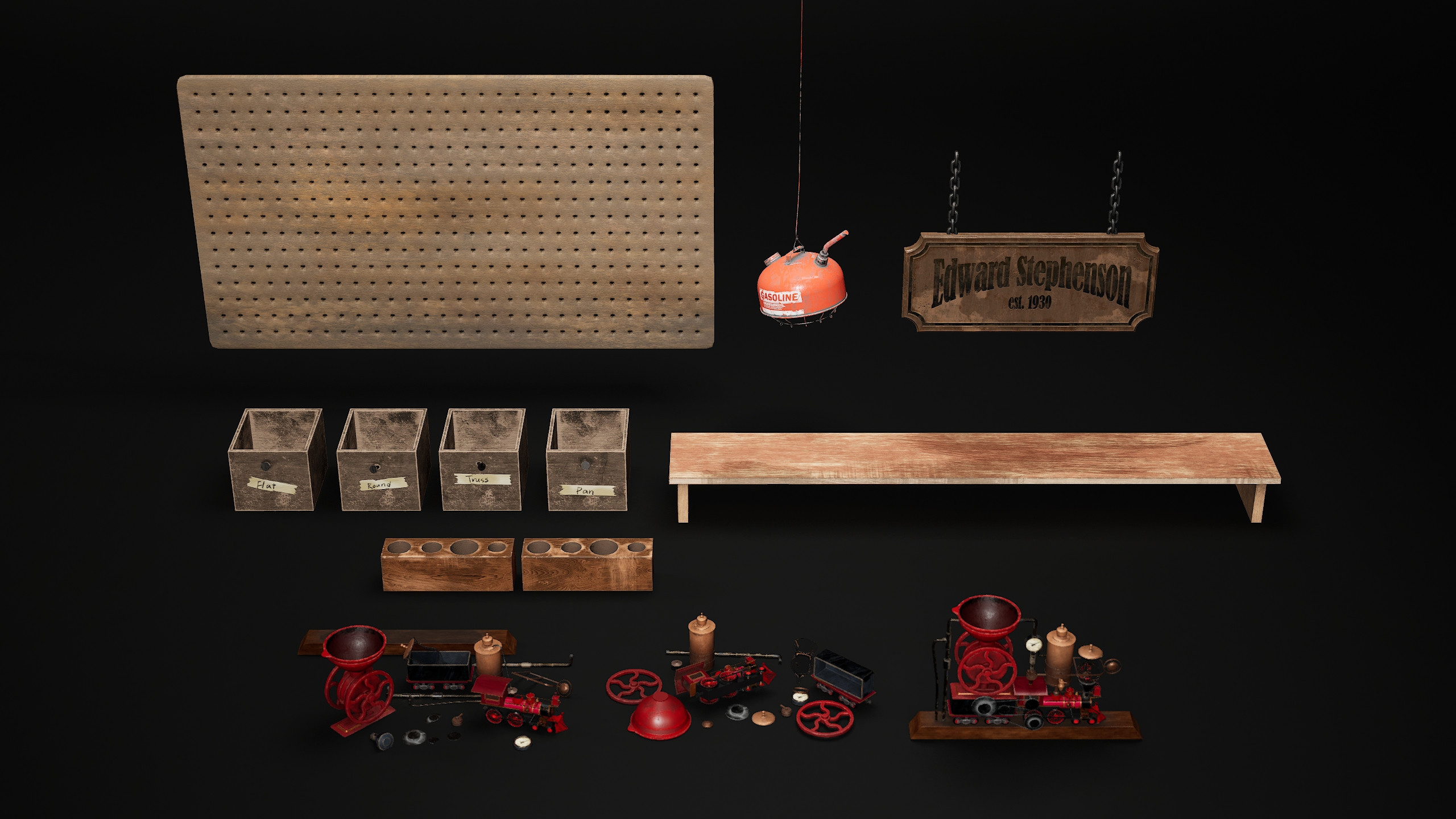 Model kit - table and hanging object.