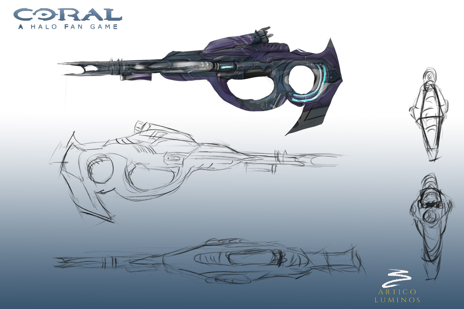 Coral HALO FAN GAME Weapon Concept ART  Grunt Rifle