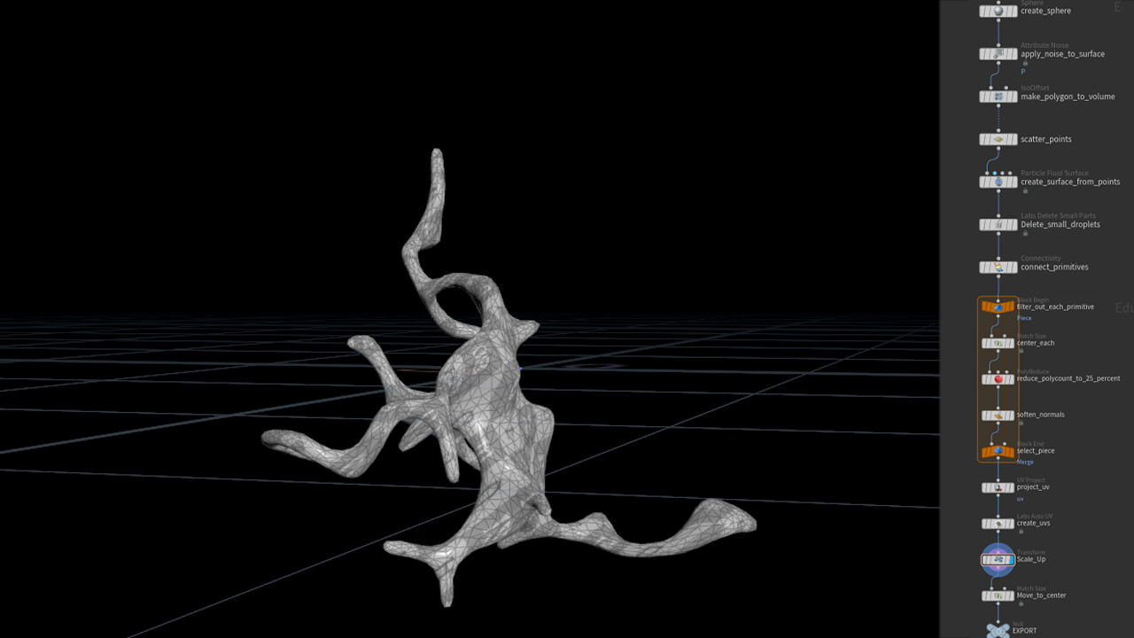 𝙋𝙧𝙤𝙟𝙚𝙘𝙩𝙞𝙡𝙚
Next I spawn this sprawling shape with random rotation to create fake splashes.