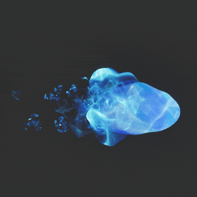 𝙋𝙧𝙤𝙟𝙚𝙘𝙩𝙞𝙡𝙚
This is how the full projectile looks like. Its built with 2 meshes making up the base shape, I then spawn 3 emitters following each other to create the splashy trail.
I got the inspiration from '1Mafx' on youtube.