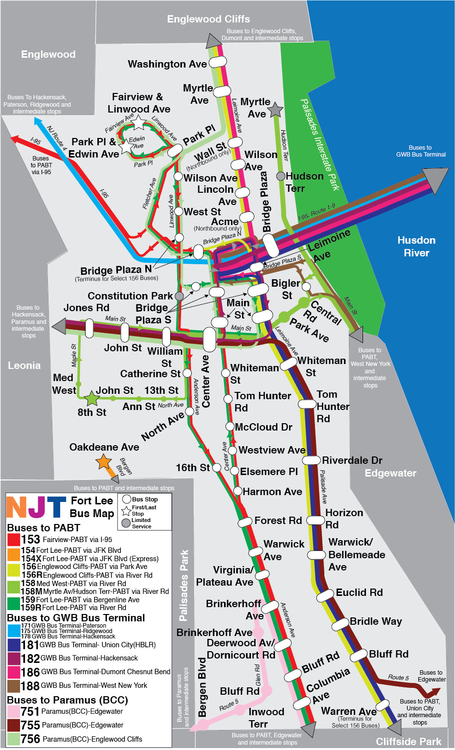 ArtStation - Fort Lee NJ Transit Bus Map