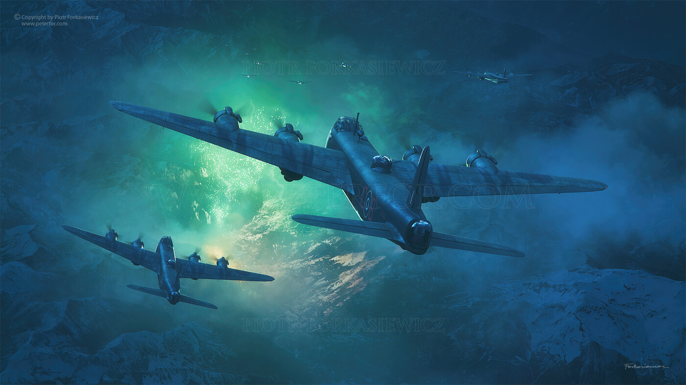 Stirlings of 623 Sq lined up on the green target Indicators released by Pathfinder Force over Modane station and marshalling yards on September 16th 1943.