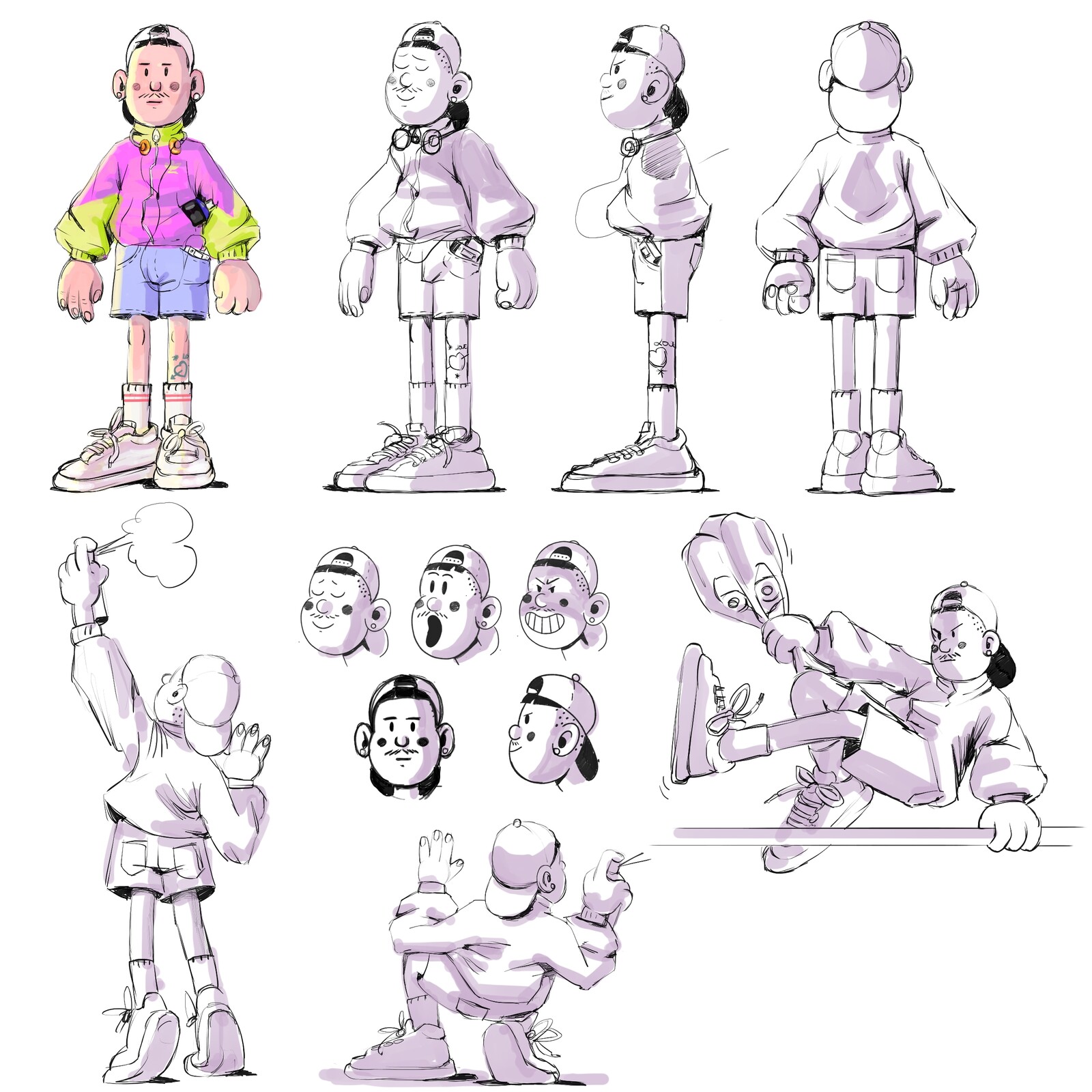 90s Graffiti Kid – Character Model Sheet