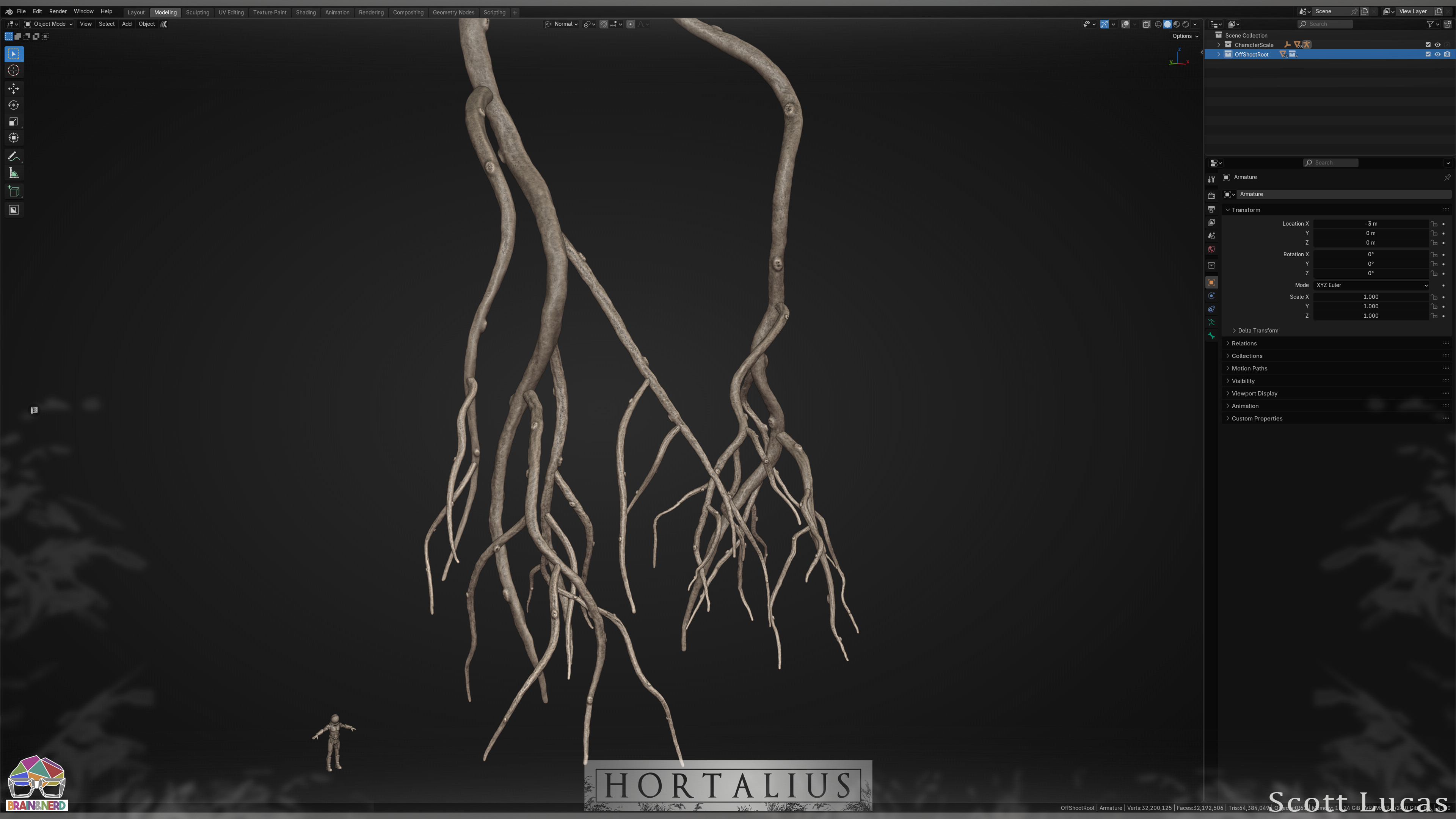 Root sculpts done in Blender. 
