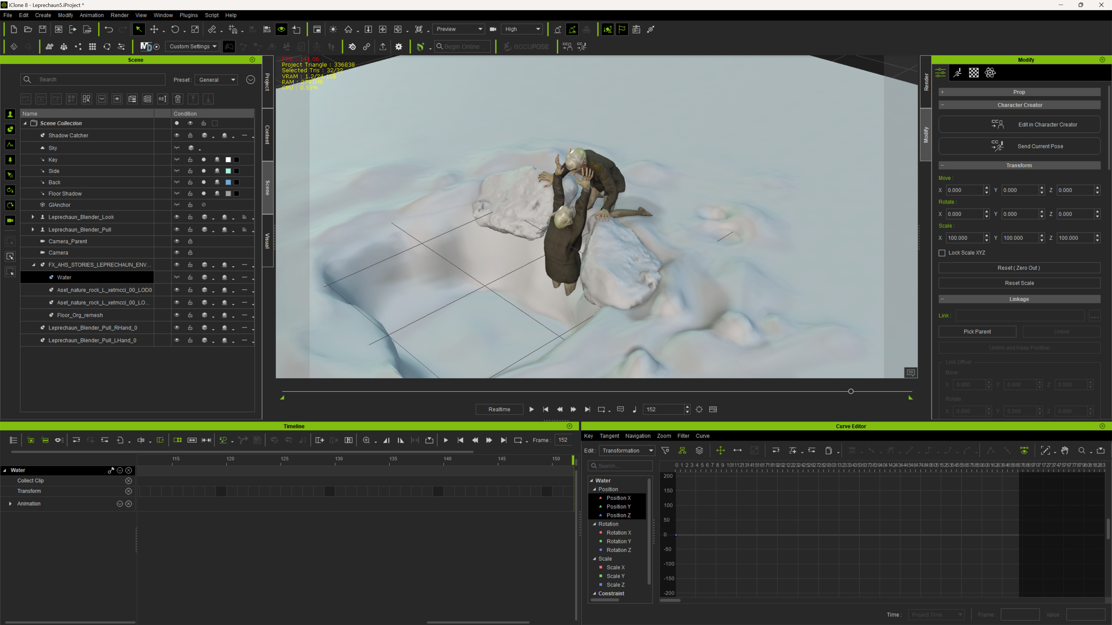 The Leprechaun Scene in iClone for refinement of the animation