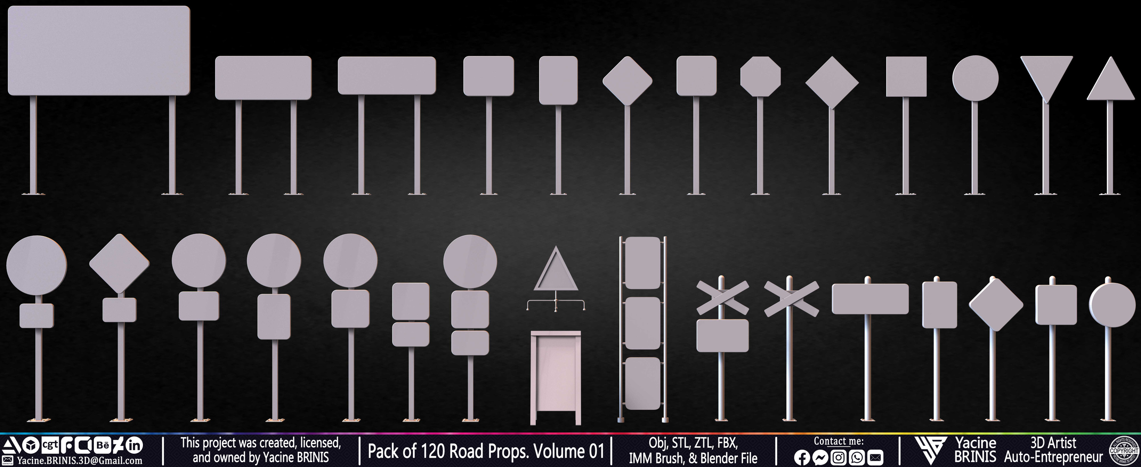 Pack of 120 Road Props Sculpted by Yacine BRINIS Volume 01 Set 001