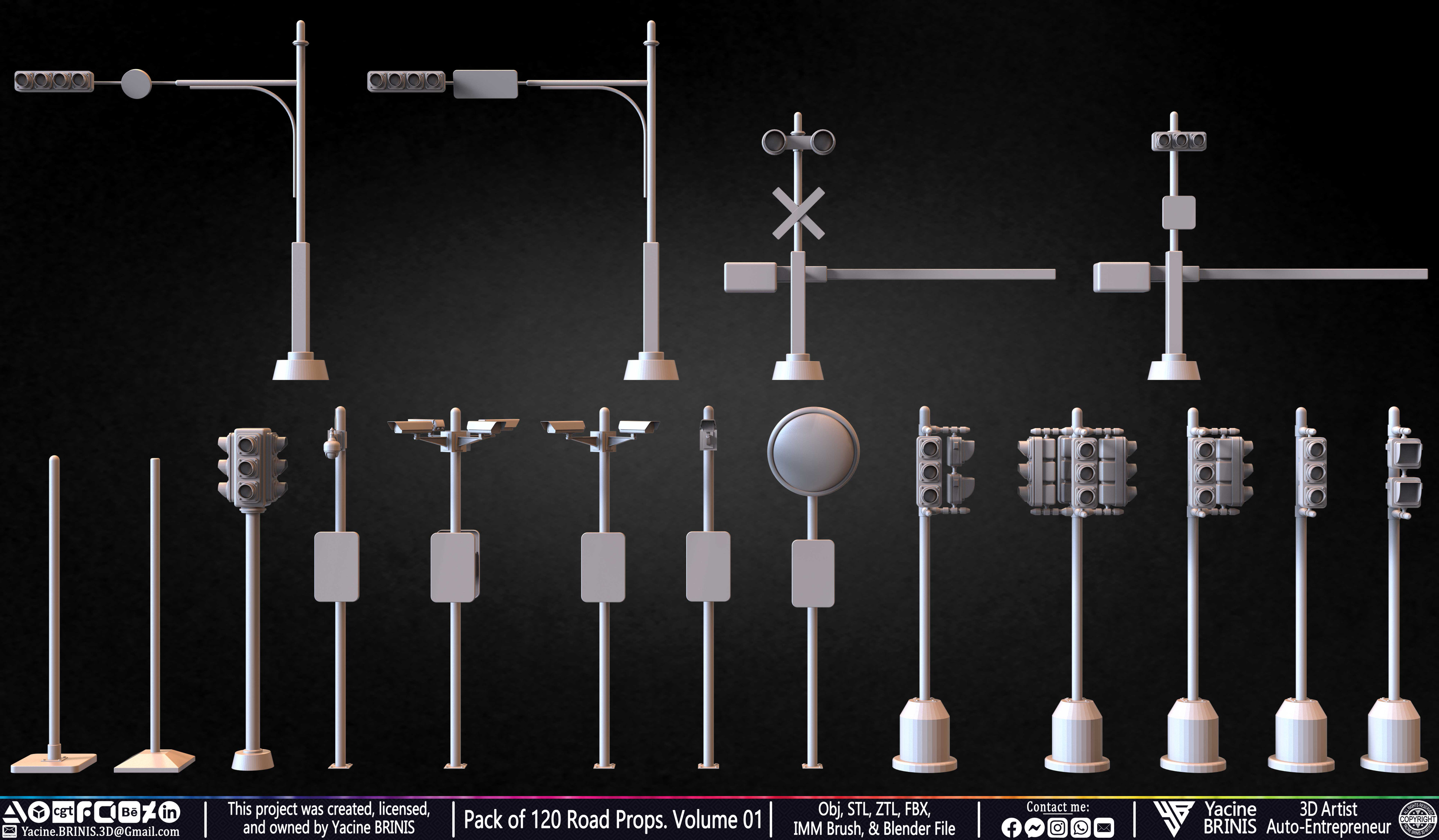 Pack of 120 Road Props Sculpted by Yacine BRINIS Volume 01 Set 003