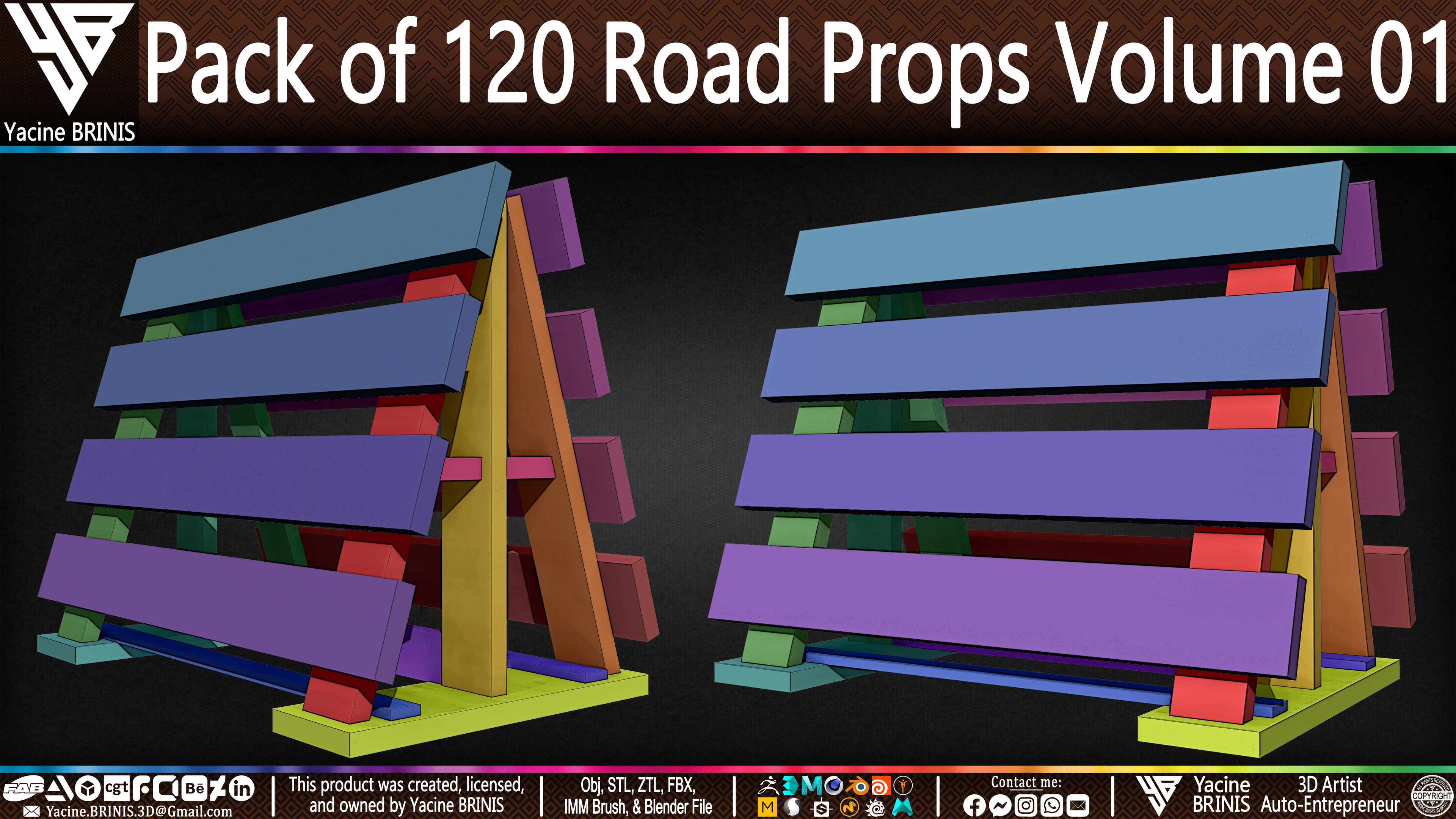 Pack of 120 Road Props Sculpted by Yacine BRINIS Volume 01 Set 042