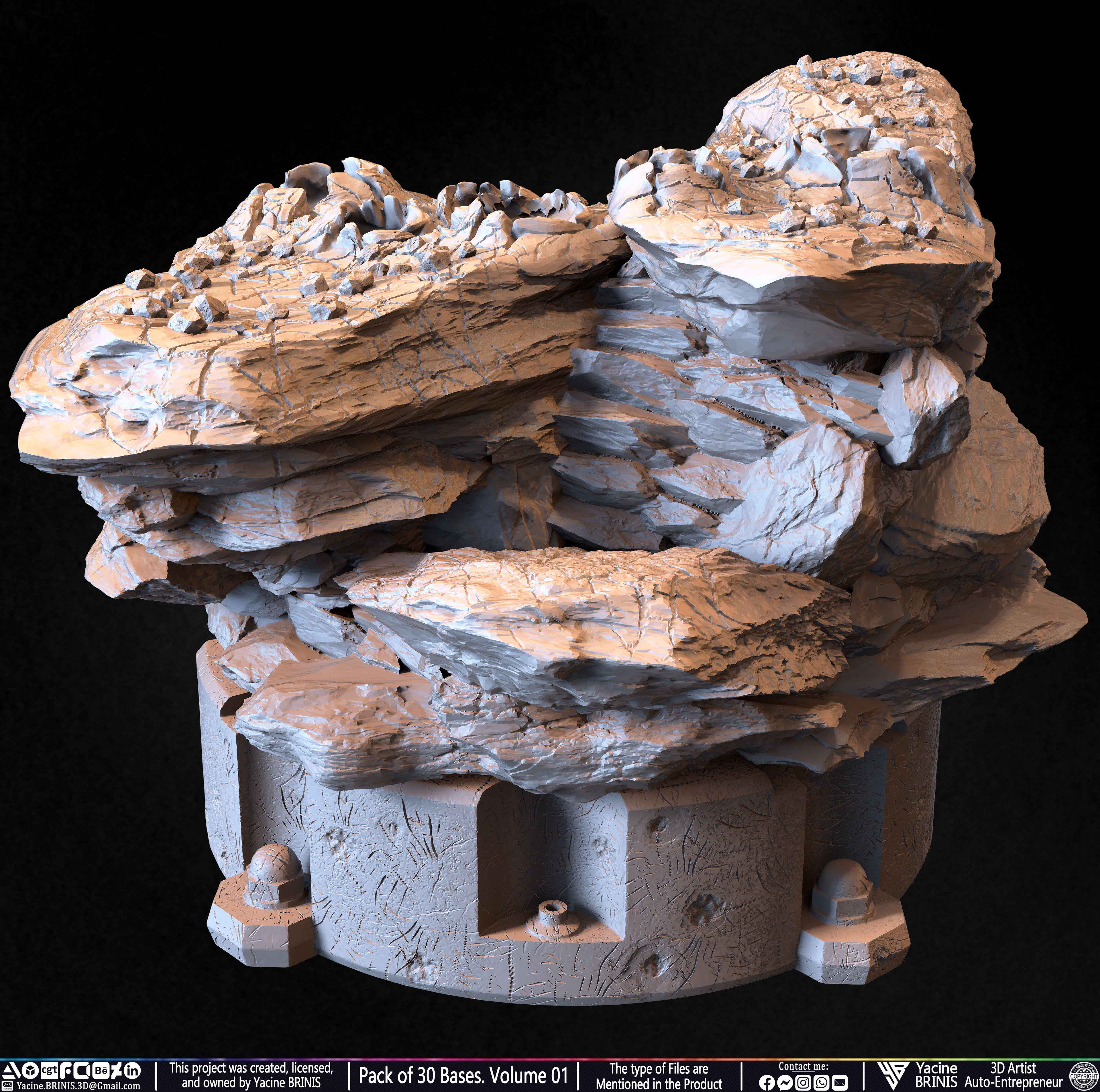Pack of 30 Bases for Collectibles and 3D Printing Volume 01 Sculpted by Yacine BRINIS Set 005