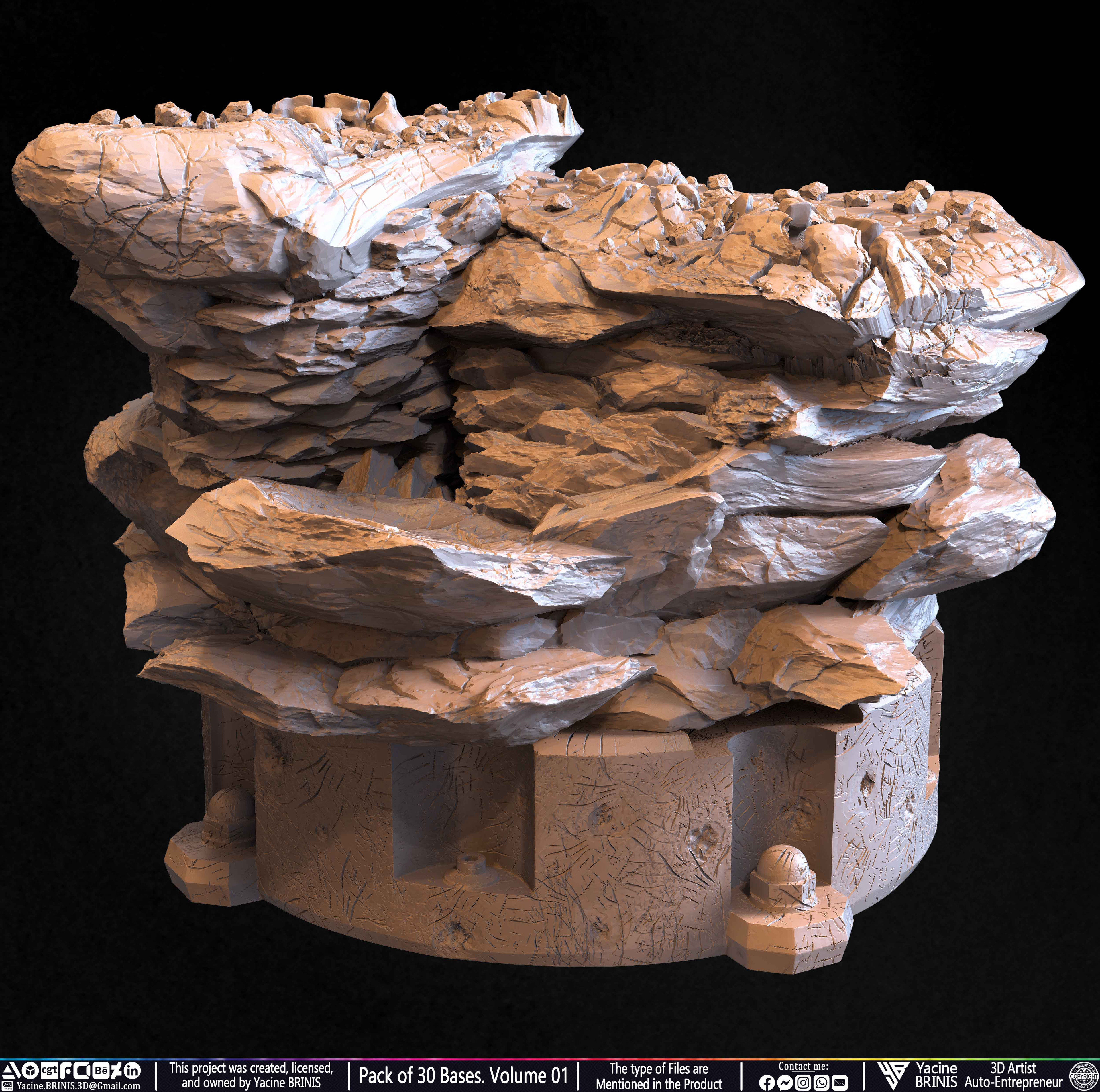 Pack of 30 Bases for Collectibles and 3D Printing Volume 01 Sculpted by Yacine BRINIS Set 006