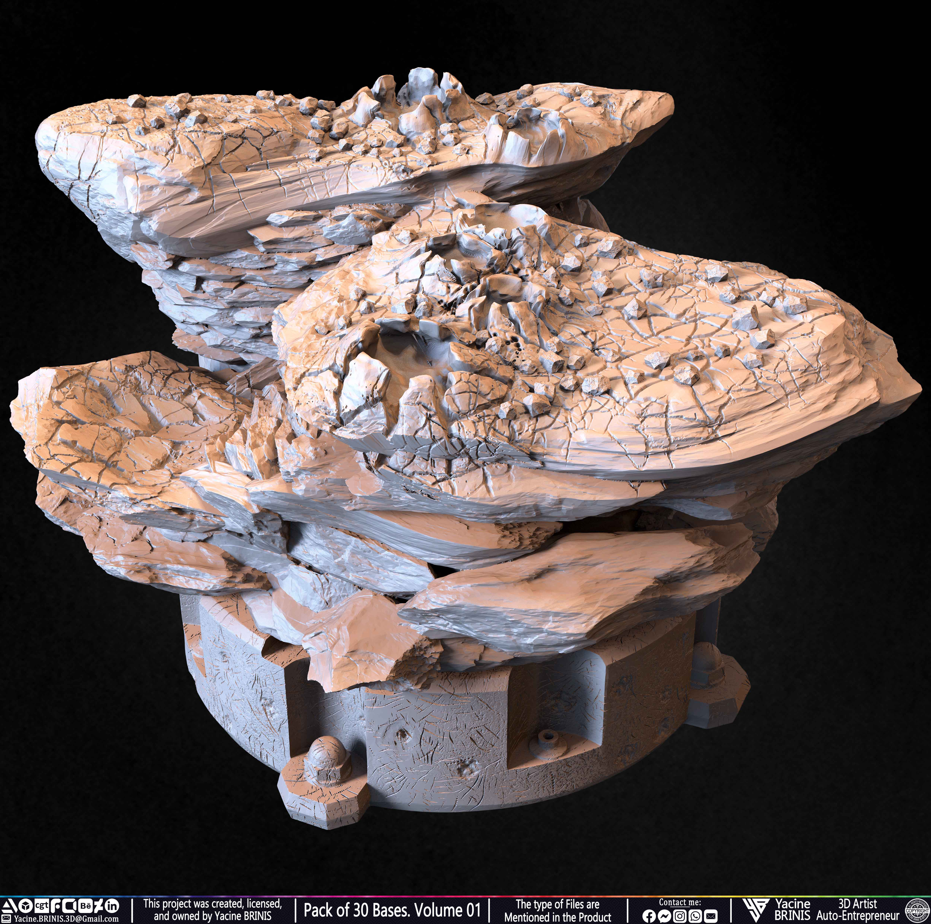 Pack of 30 Bases for Collectibles and 3D Printing Volume 01 Sculpted by Yacine BRINIS Set 007