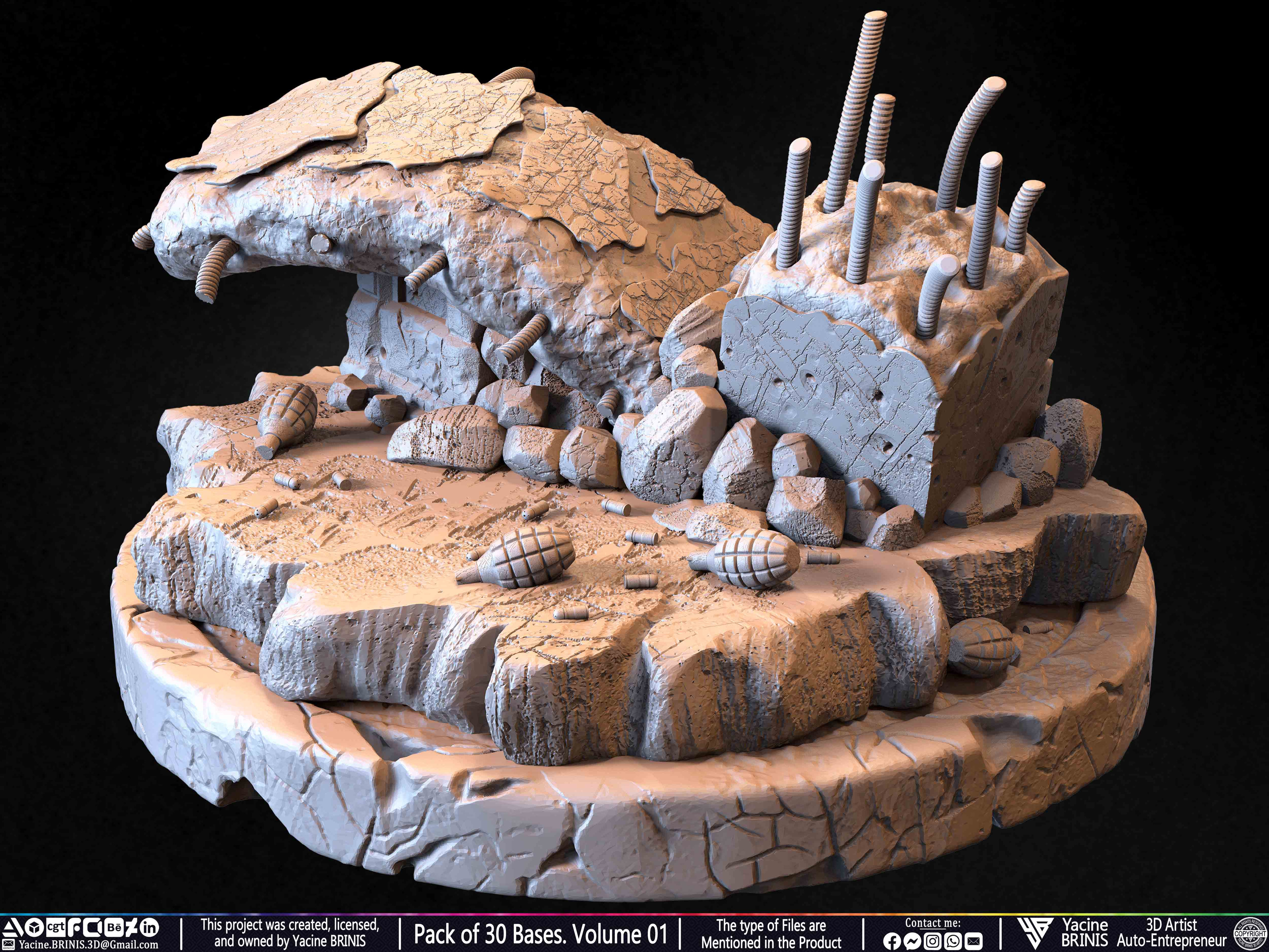 Pack of 30 Bases for Collectibles and 3D Printing Volume 01 Sculpted by Yacine BRINIS Set 012