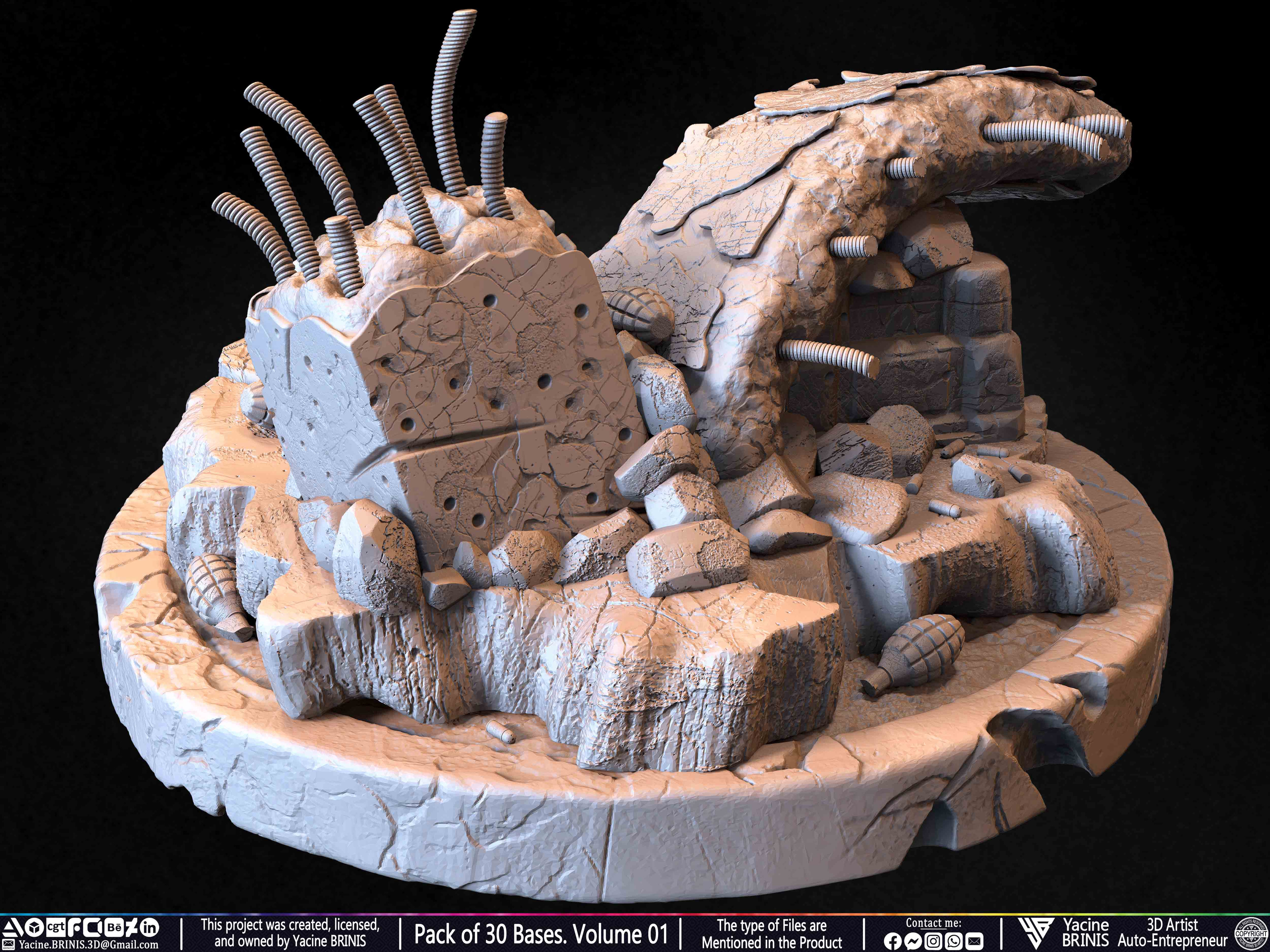 Pack of 30 Bases for Collectibles and 3D Printing Volume 01 Sculpted by Yacine BRINIS Set 013