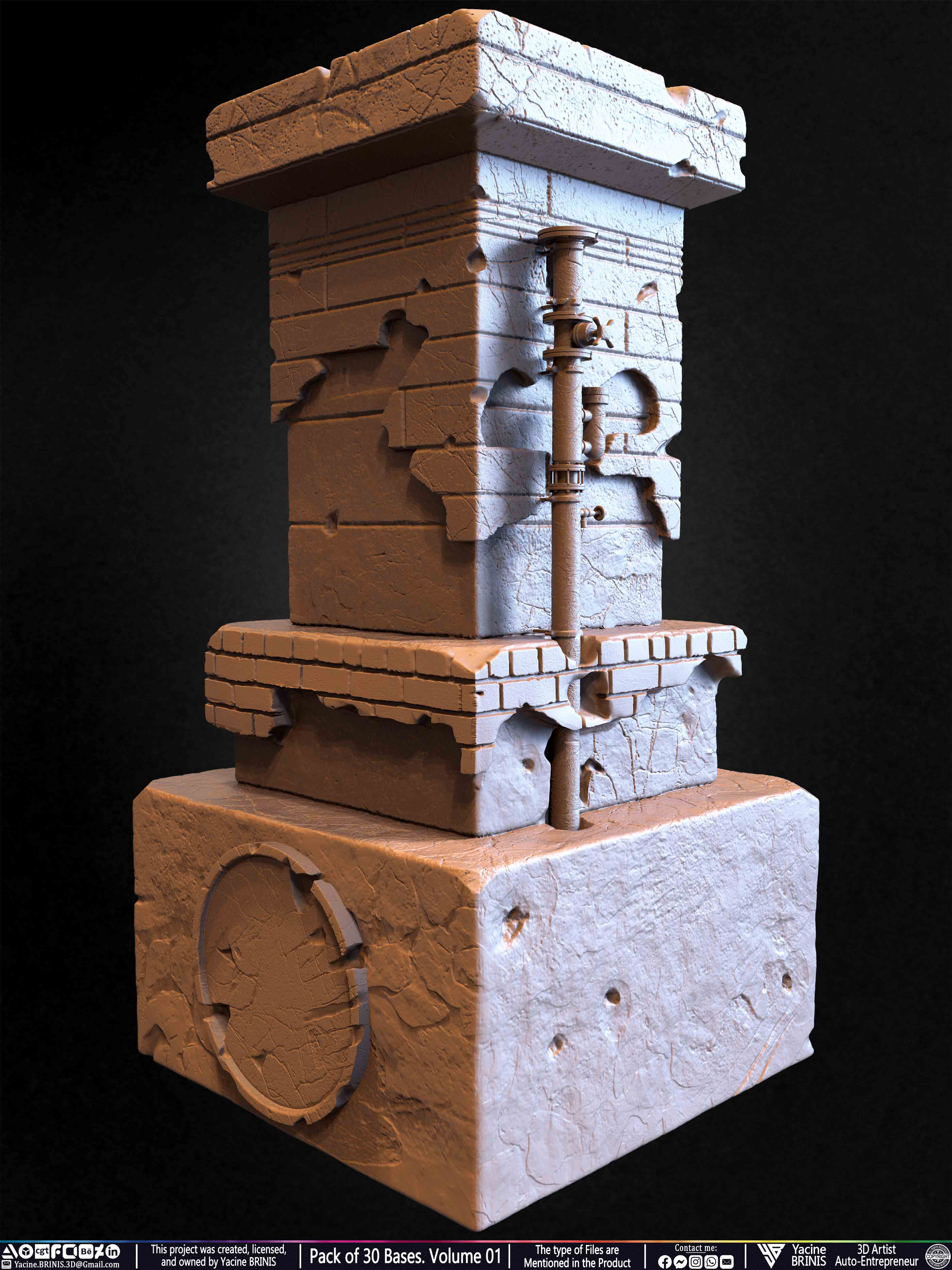 Pack of 30 Bases for Collectibles and 3D Printing Volume 01 Sculpted by Yacine BRINIS Set 020