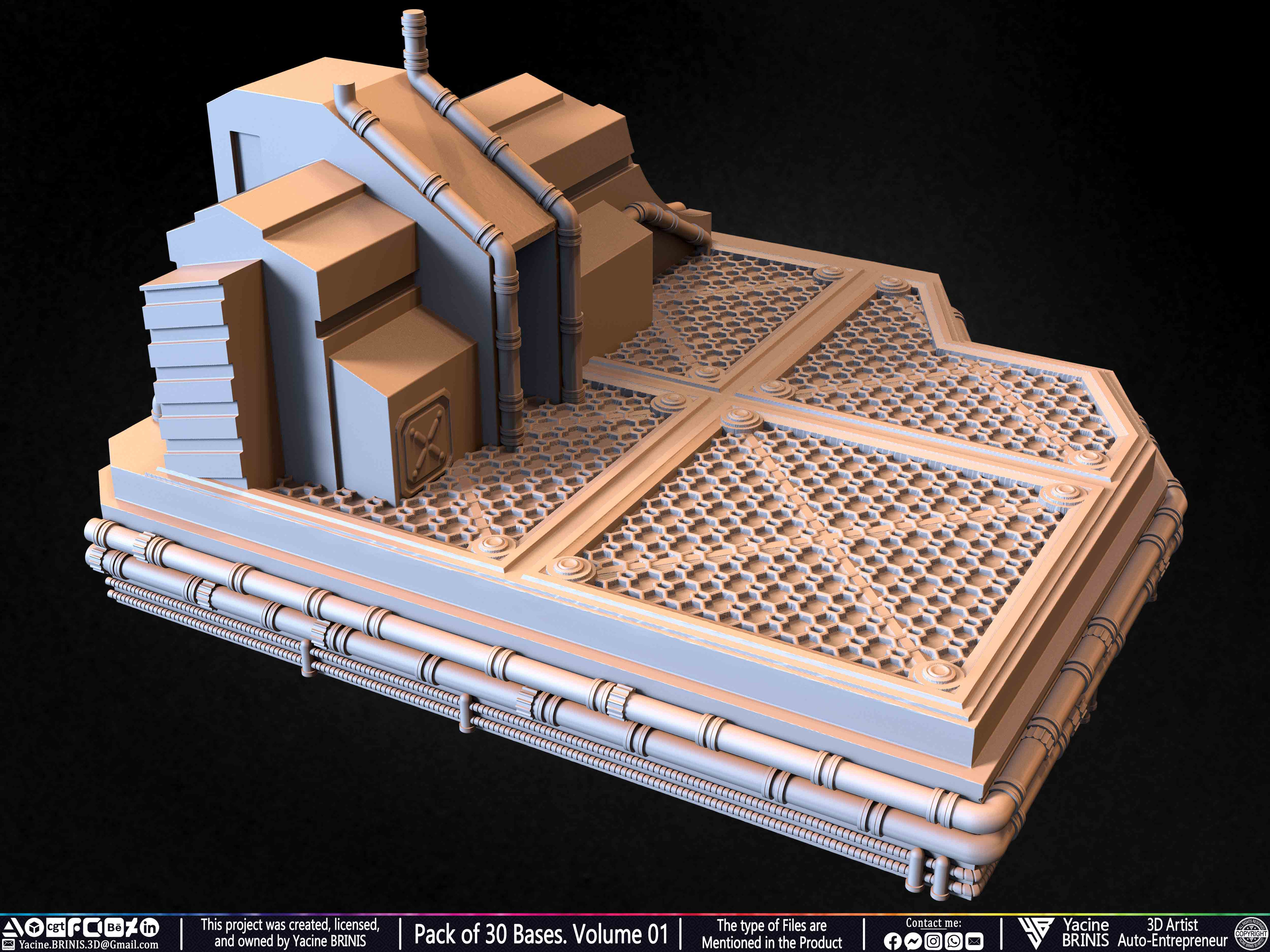 Pack of 30 Bases for Collectibles and 3D Printing Volume 01 Sculpted by Yacine BRINIS Set 024