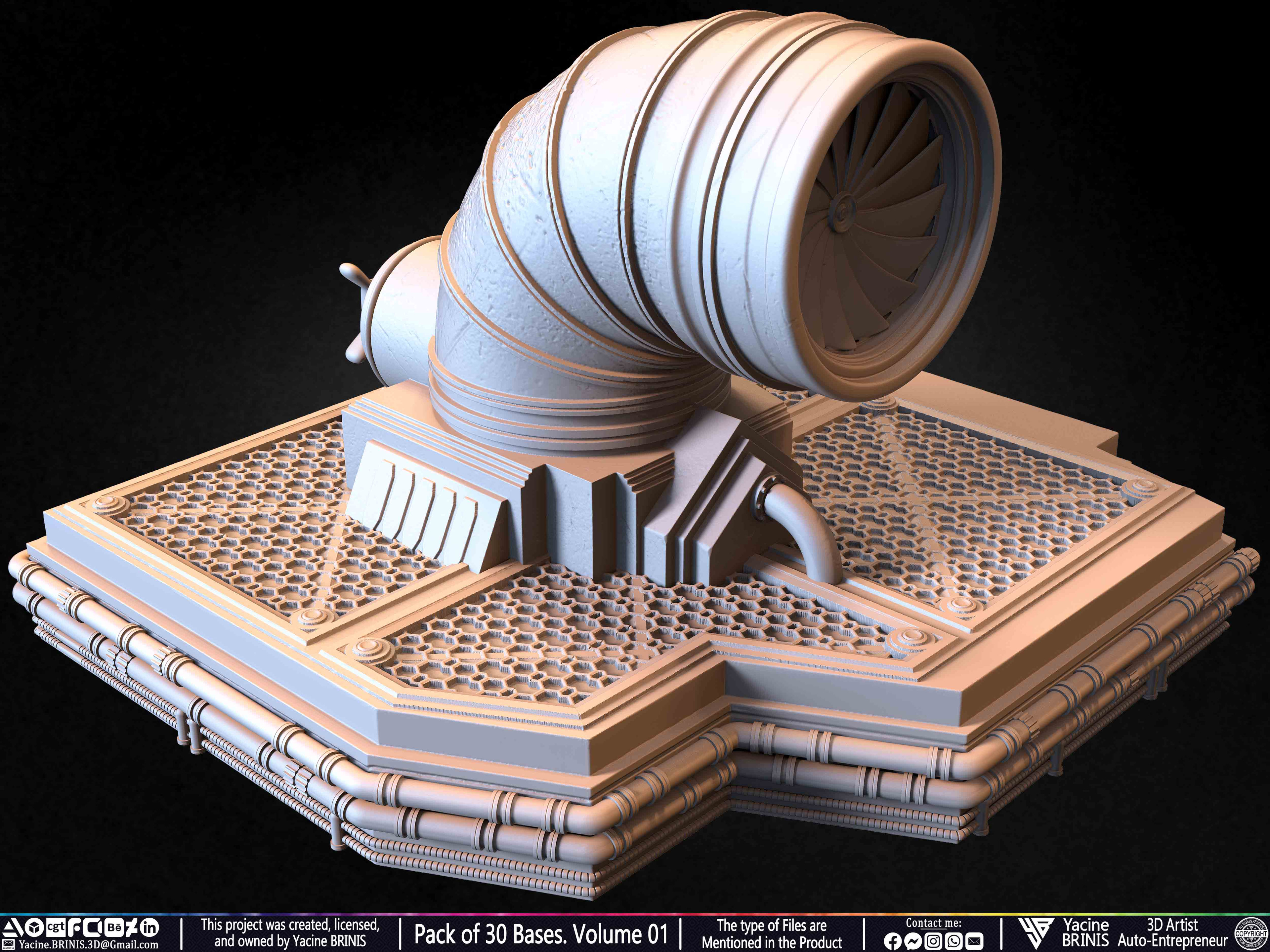 Pack of 30 Bases for Collectibles and 3D Printing Volume 01 Sculpted by Yacine BRINIS Set 025
