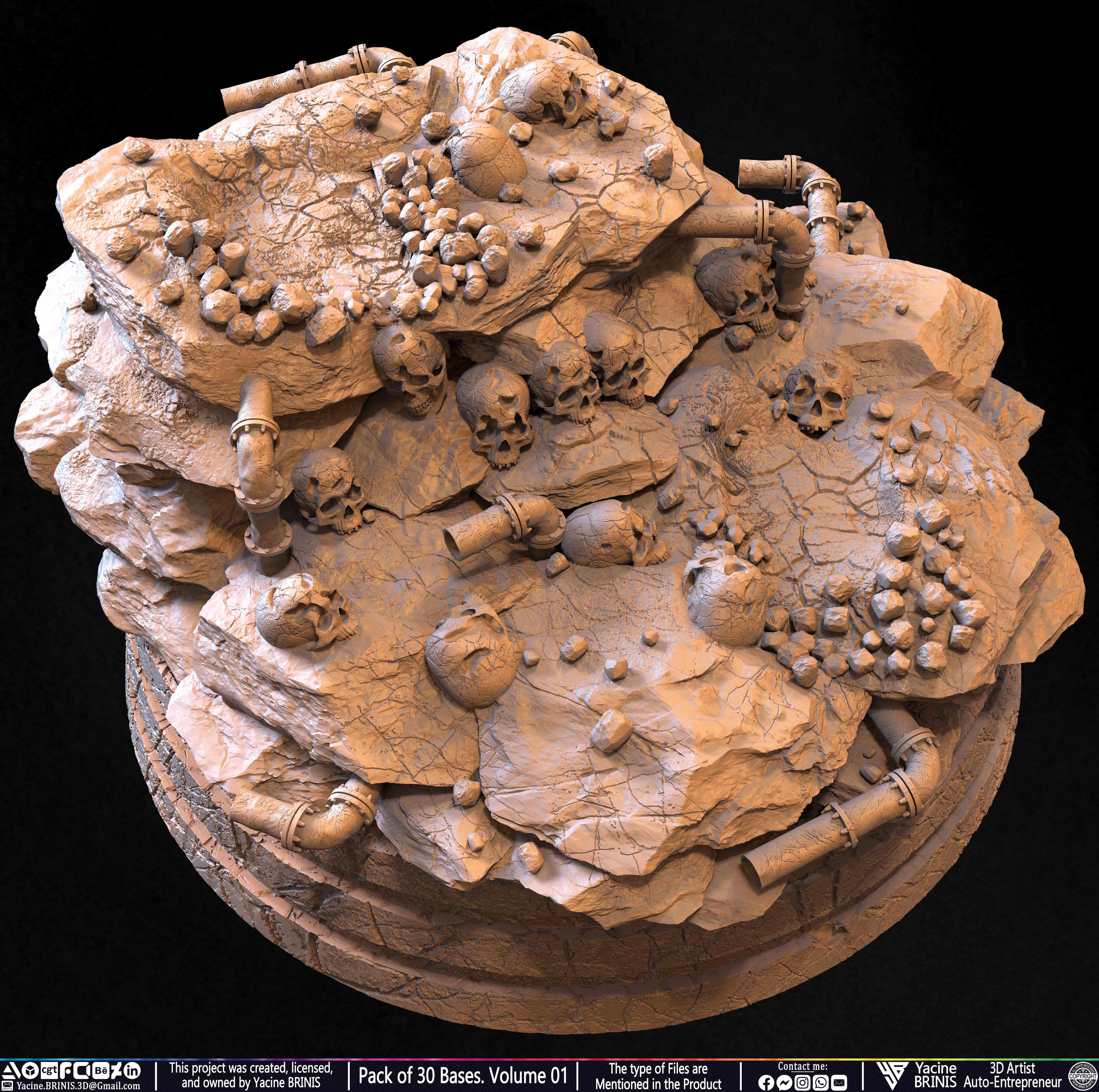 Pack of 30 Bases for Collectibles and 3D Printing Volume 01 Sculpted by Yacine BRINIS Set 030