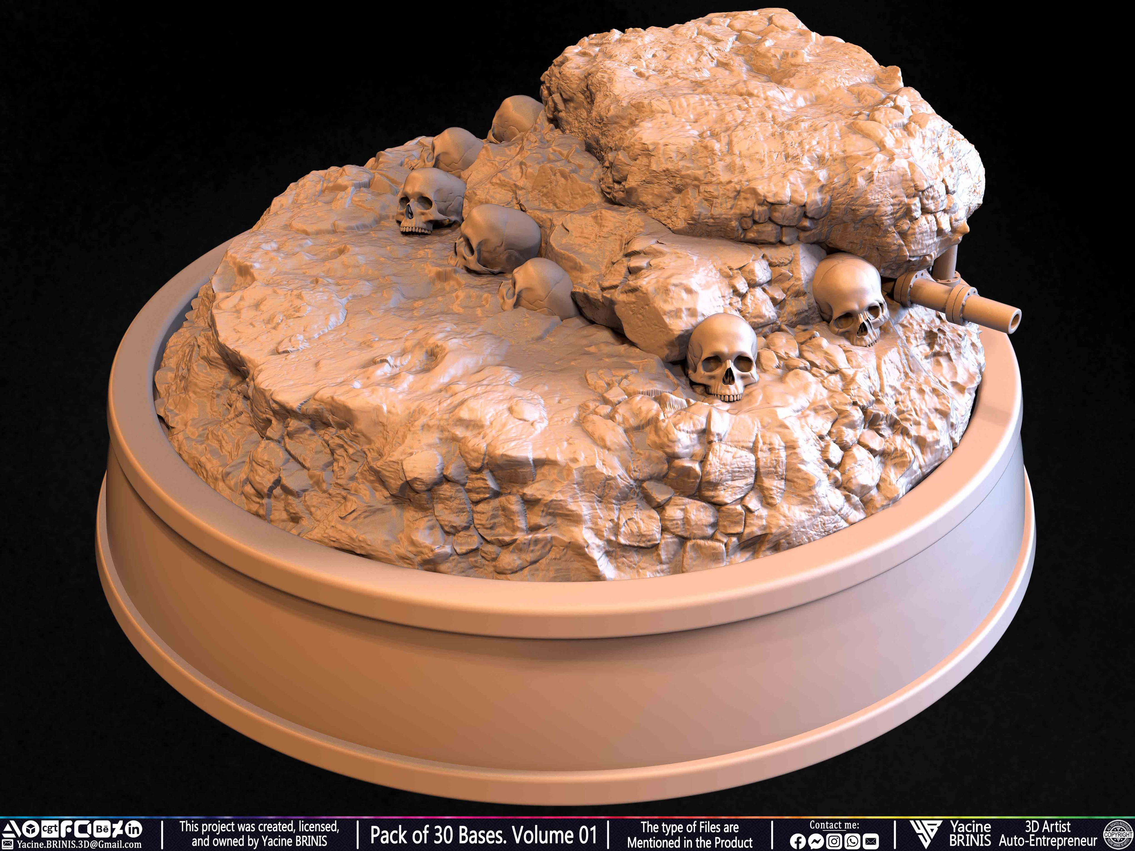Pack of 30 Bases for Collectibles and 3D Printing Volume 01 Sculpted by Yacine BRINIS Set 032
